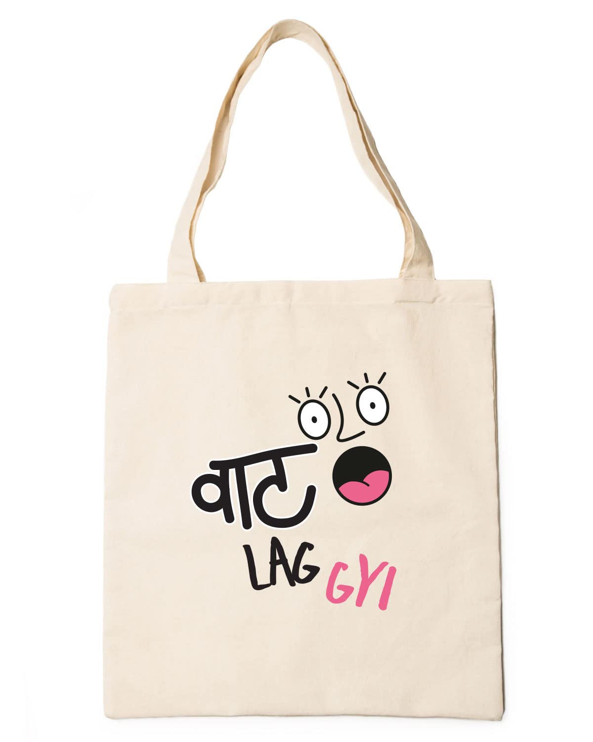 The Pink Magnet Vaat Lag Gyi Tote Bag - Canvas Tote Bag for Women | Printed Multipurpose Cotton Bags | Cute Hand Bag for Girls | Best for College, Travel, Grocery | Reusable Shopping Bag | Eco-Friendly Tote Bag
