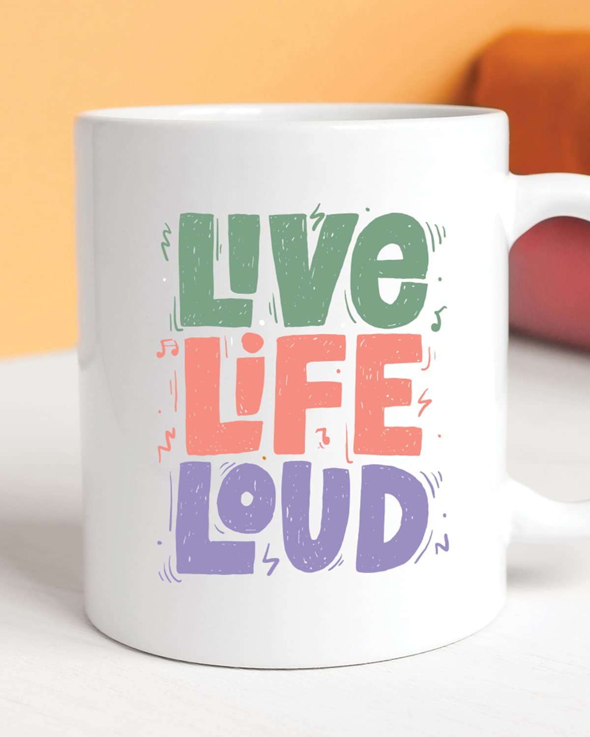 Live Life Loud Coffee Mug - Gift for Friend, Birthday Gift, Birthday Mug, Motivational Quotes Mug, Mugs with Funny & Funky Dialogues, Bollywood Mugs, Funny Mugs for Him & Her