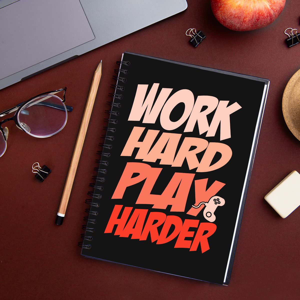 Work Hard Play Harder Spiral Notebook For Gamers