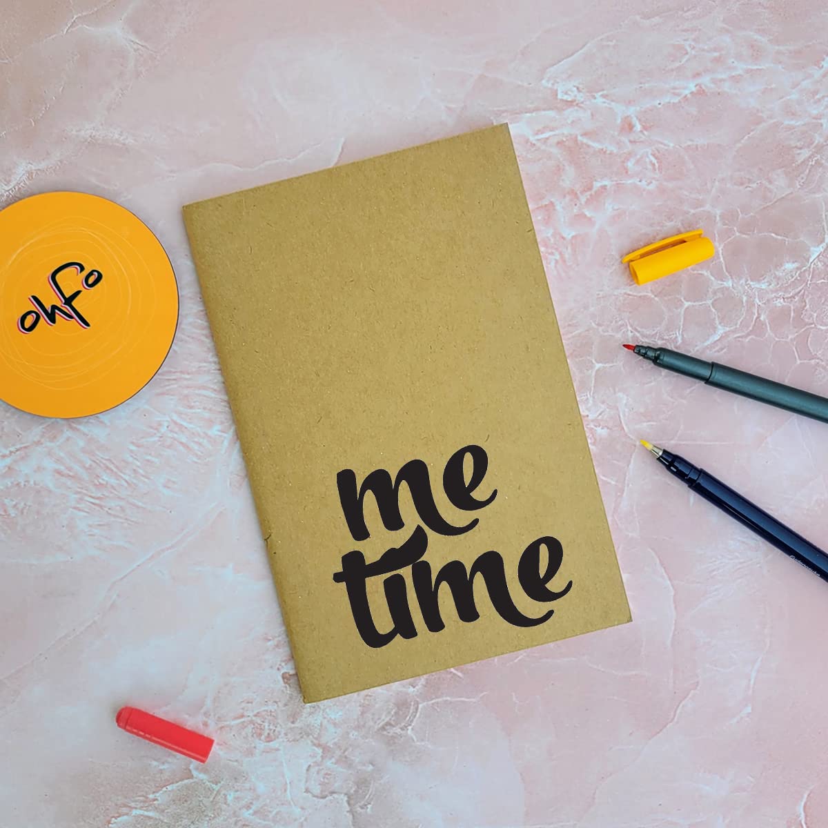 Me Time - Brown A5 Doodle Notebook - Kraft Cover Notebook - A5-300 GSM Kraft Cover - Handmade - Unruled - 80 Pages - Natural Shade Pages 120 GSM- Funny Quotes & Quirky, Funky designs