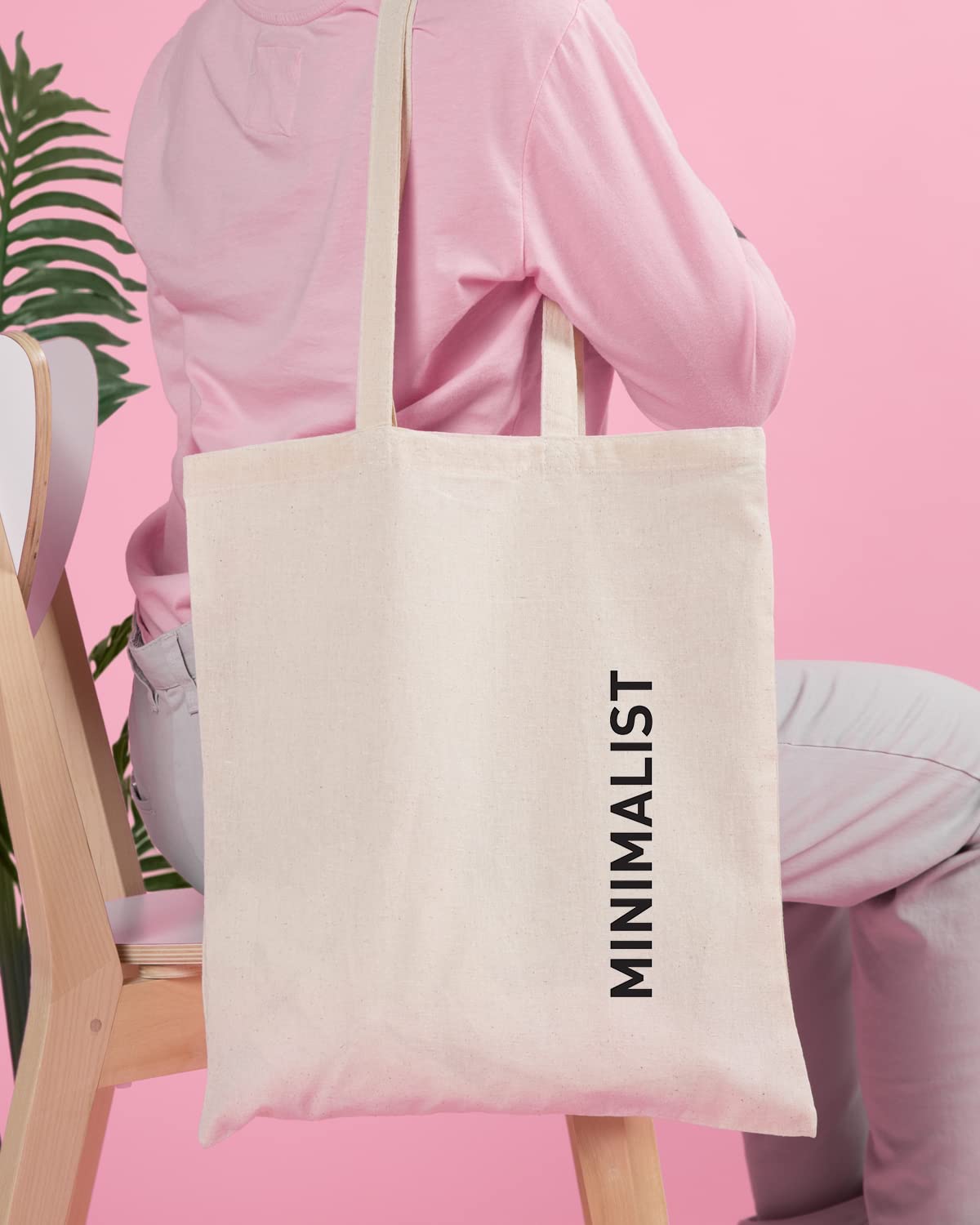 The Pink Magnet Minimalist Tote Bag - Canvas Tote Bag for Women | Printed Multipurpose Cotton Bags | Cute Hand Bag for Girls | Best for College, Travel, Grocery | Reusable Shopping Bag | Eco-Friendly Tote Bag