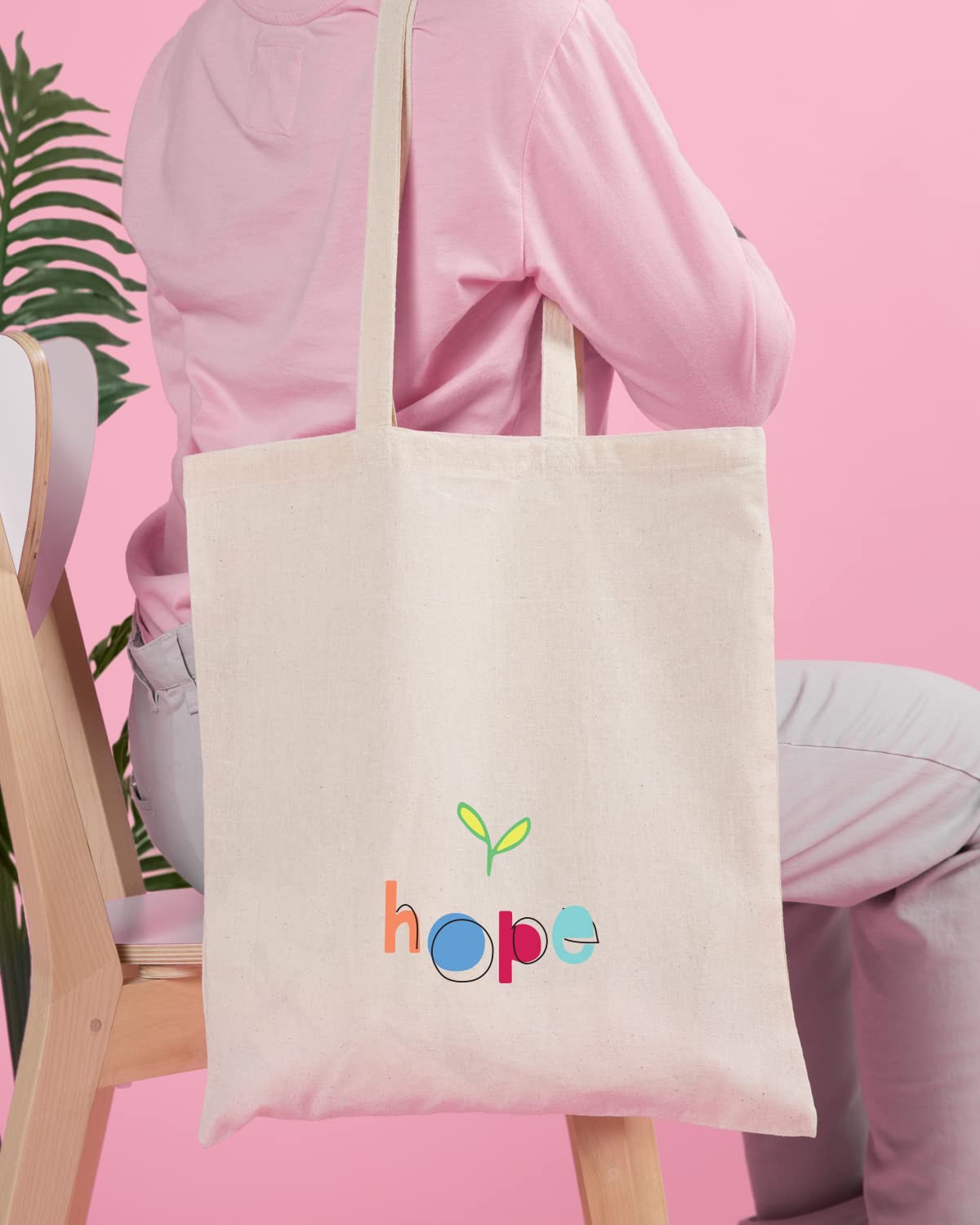 The Pink Magnet Hope Tote Bag - Canvas Tote Bag for Women | Printed Multipurpose Cotton Bags | Cute Hand Bag for Girls | Best for College, Travel, Grocery | Reusable Shopping Bag | Eco-Friendly Tote Bag