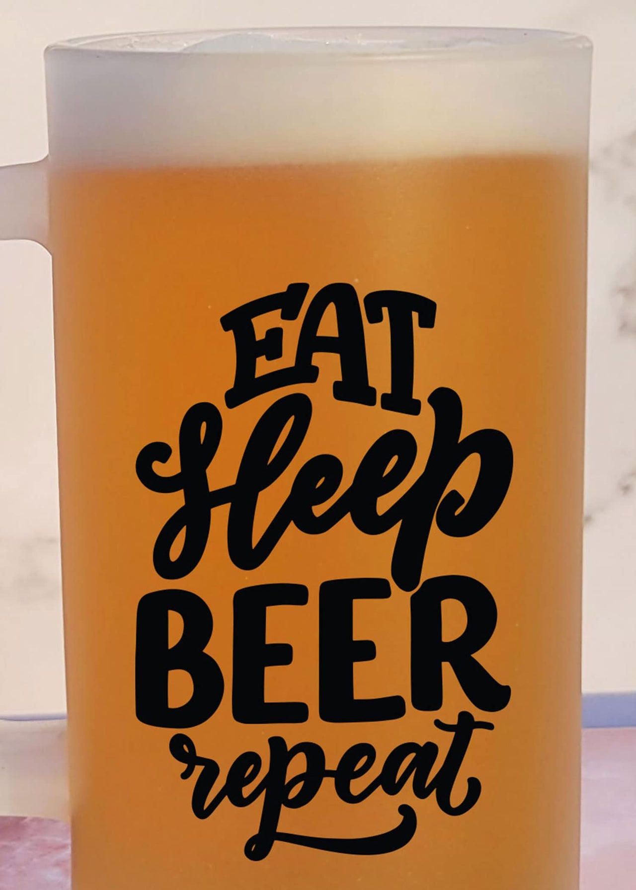 Eat Sleep Beer Repeat - Frosted Beer Mug
