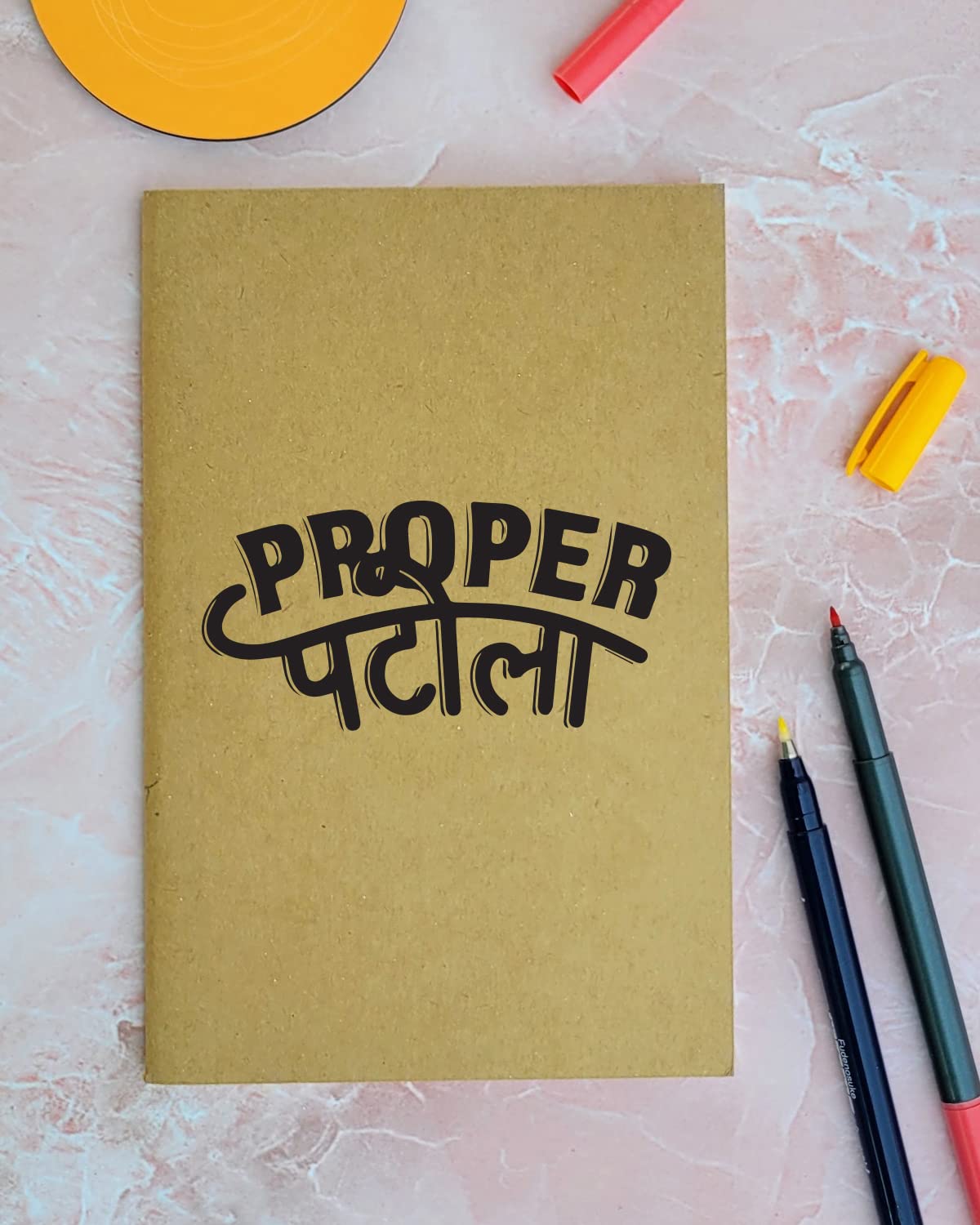 Proper Patola - Brown A5 Doodle Notebook - Kraft Cover Notebook - A5 - 300 GSM Kraft Cover - Handmade - Unruled - 80 Pages - Natural Shade Pages 120 GSM - Funny Quotes & Quirky, Funky designs