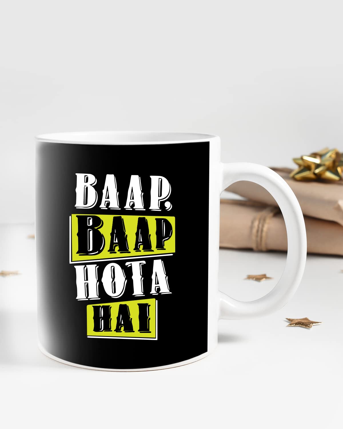 BAAP BAAP HOTA HAI Coffee Mug - Gift for Friend, Birthday Gift, Birthday Mug, Sarcasm Quotes Mug, Mugs with Funny & Funky Dialogues, Bollywood Mugs, Funny Mugs for Him & Her