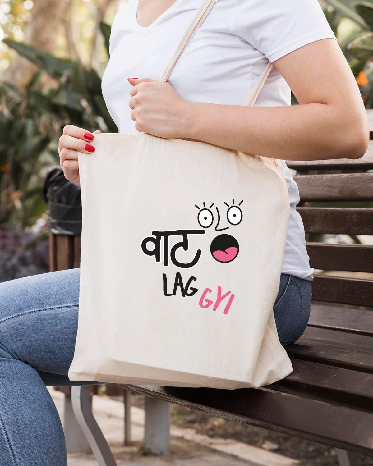 The Pink Magnet Vaat Lag Gyi Tote Bag - Canvas Tote Bag for Women | Printed Multipurpose Cotton Bags | Cute Hand Bag for Girls | Best for College, Travel, Grocery | Reusable Shopping Bag | Eco-Friendly Tote Bag