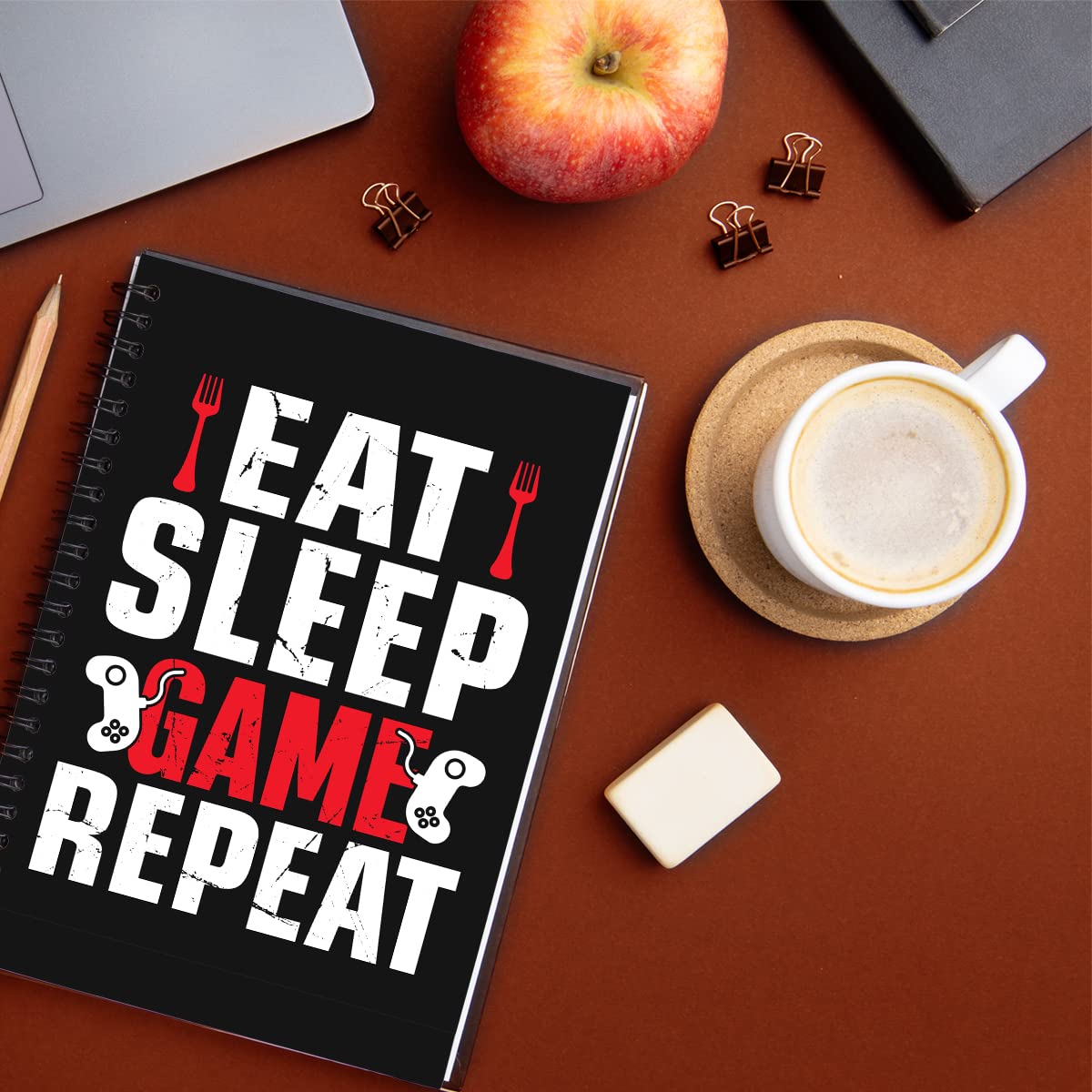 Eat Sleep Game Repeat Spiral Notebook