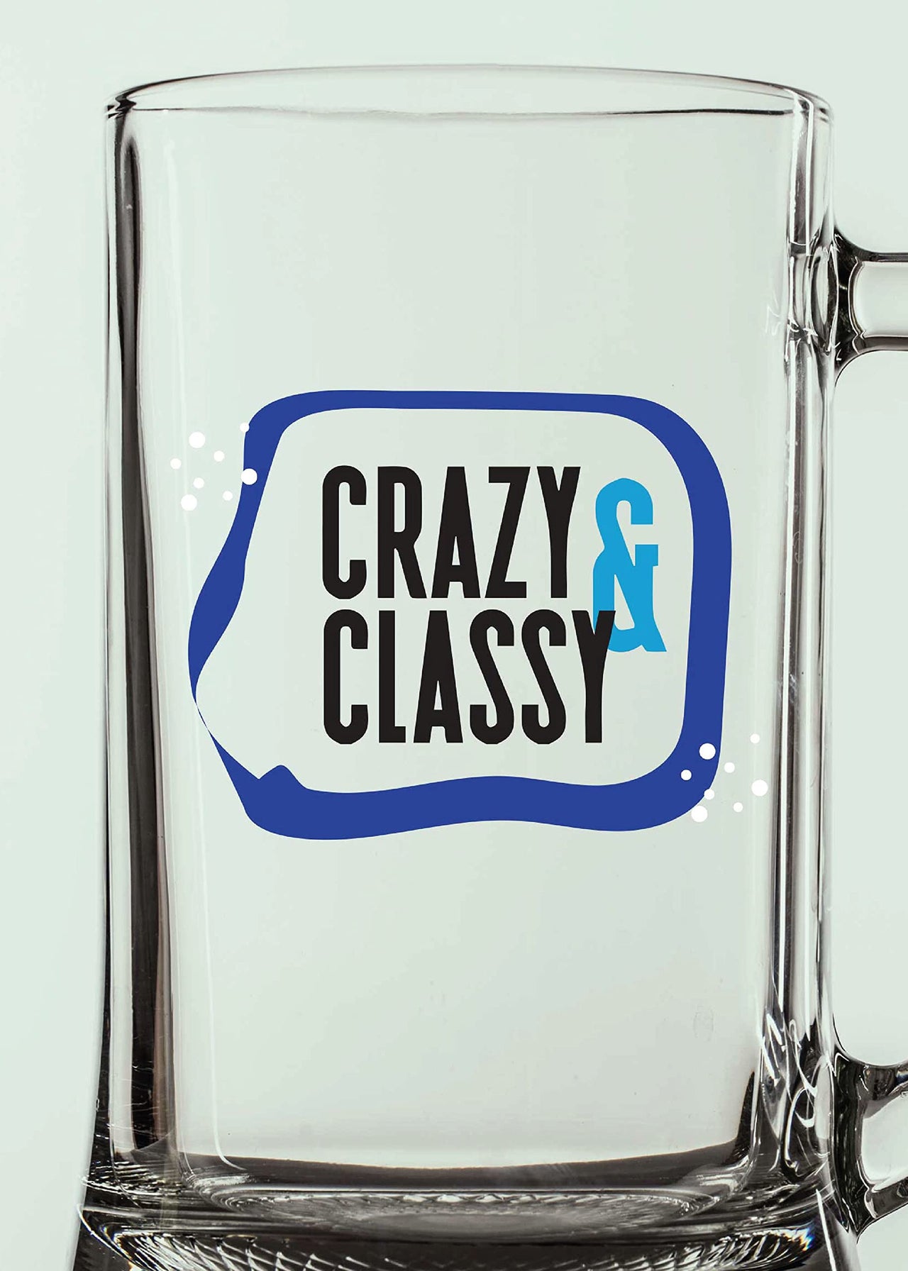 Crazy & Classy - Beer Mug - 1 Piece, Clear, 500 ml - Transparent Glass Beer Mug - Printed Beer Mug with Handle Gift for Men, Dad