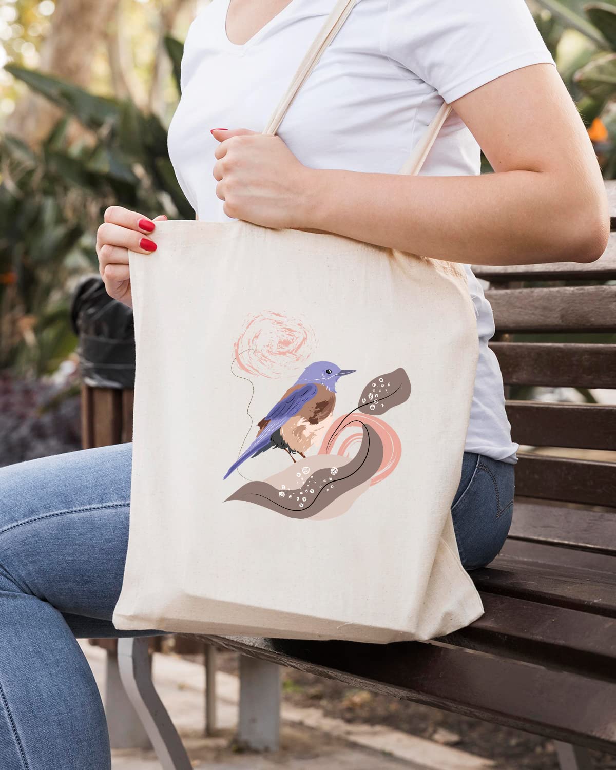 The Pink Magnet Purple Bird Tote Bag - Canvas Tote Bag for Women | Printed Multipurpose Cotton Bags | Cute Hand Bag for Girls | Best for College, Travel, Grocery | Reusable Shopping Bag | Eco-Friendly Tote Bag