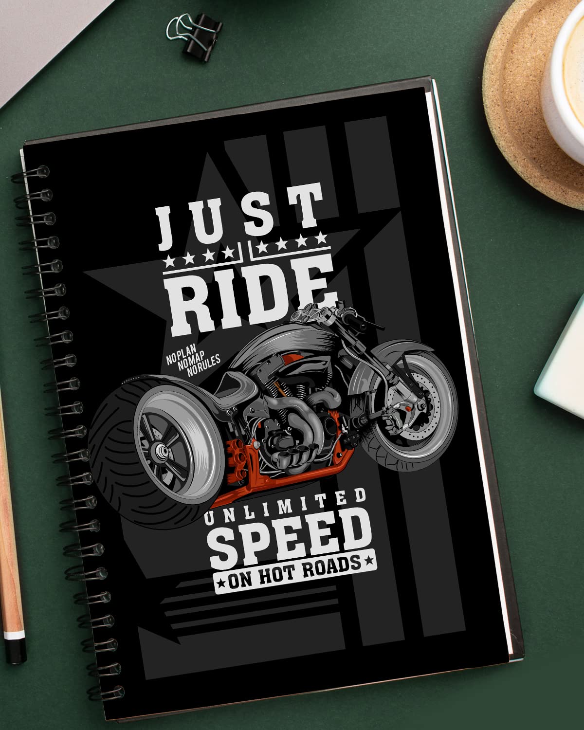 Biker's Just Ride Spiral Notebook