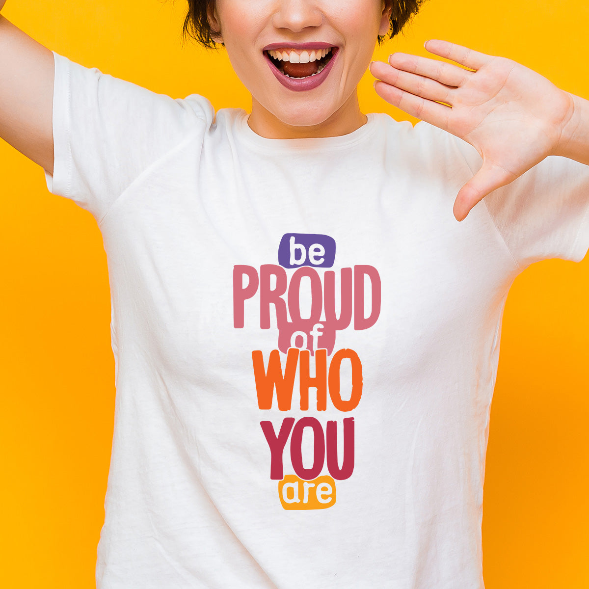 Be Proud Of Who You Are - Printed Cotton T- Shirt - White
