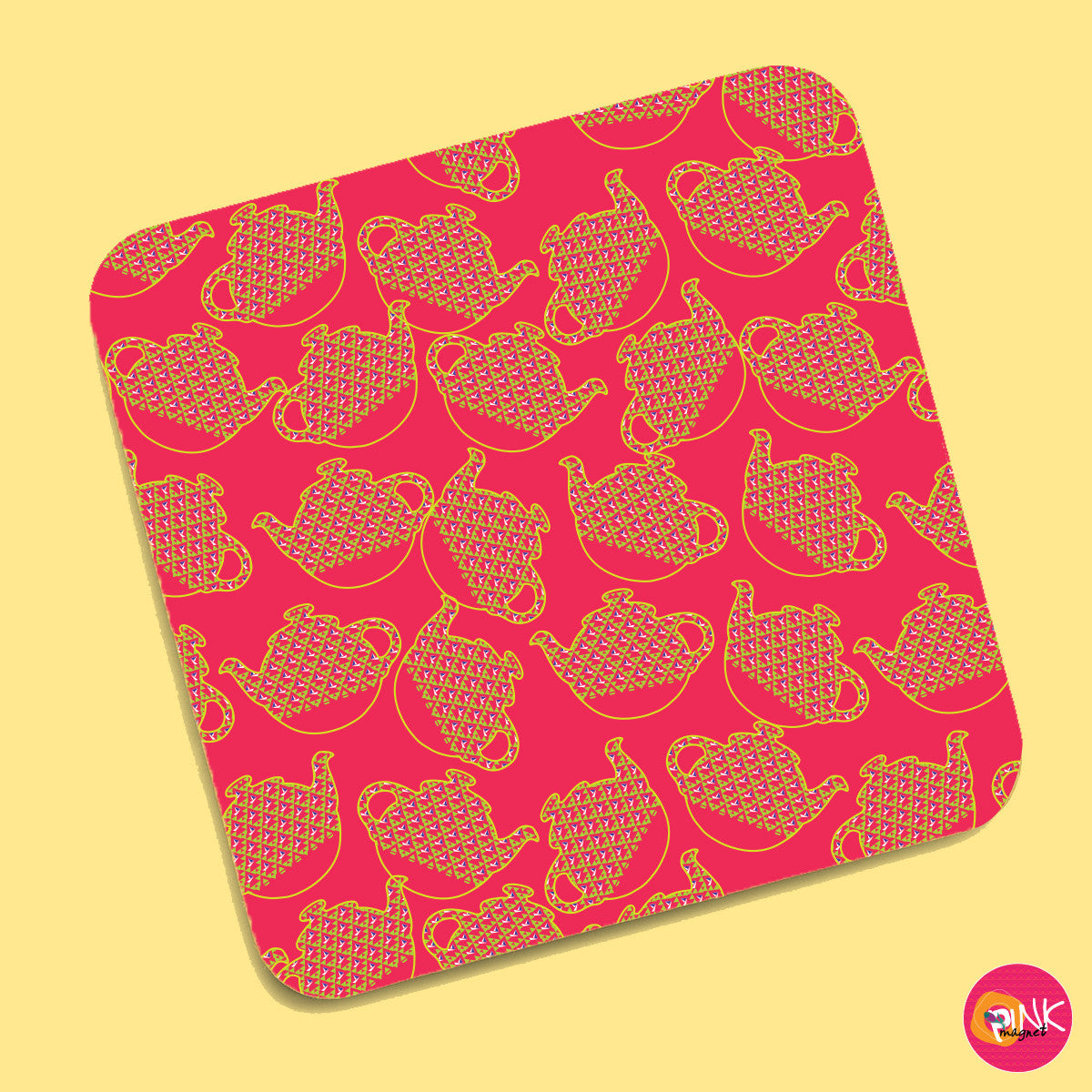 Quirky Teapots Coral Coasters