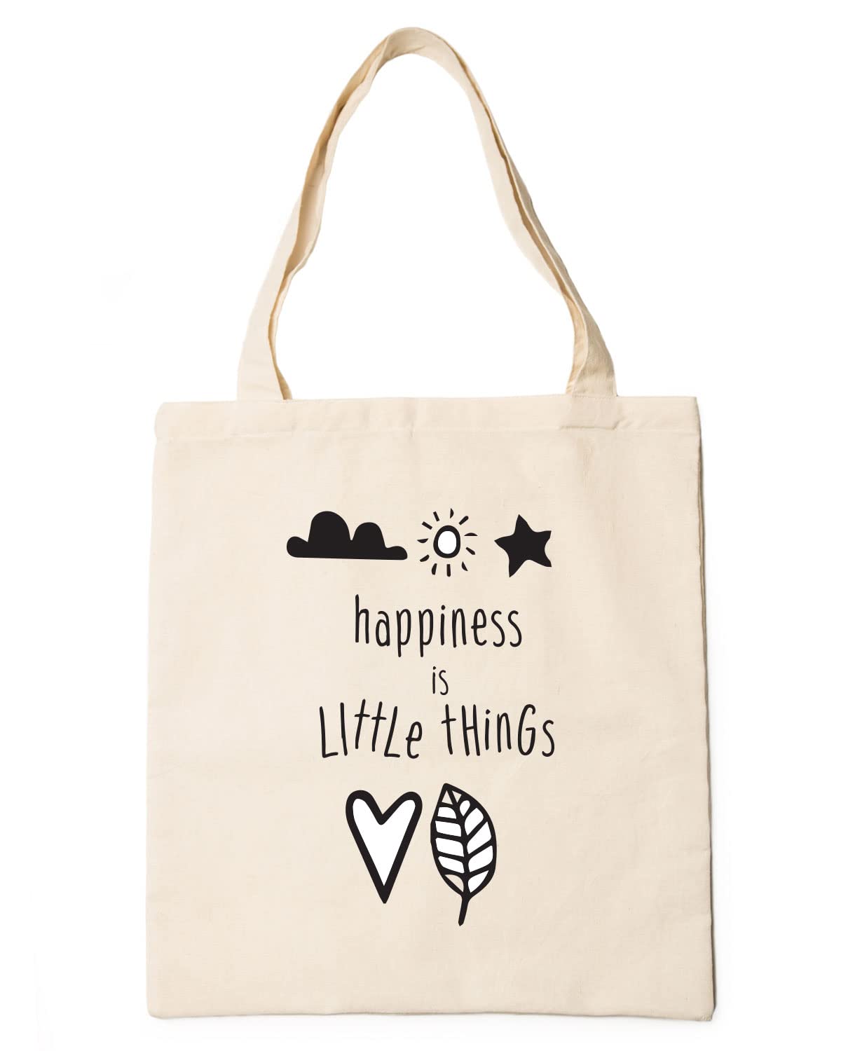 The Pink Magnet Happiness Is Little Things Tote Bag - Canvas Tote Bag for Women | Printed Multipurpose Cotton Bags | Cute Hand Bag for Girls | Best for College, Travel, Grocery | Reusable Shopping Bag