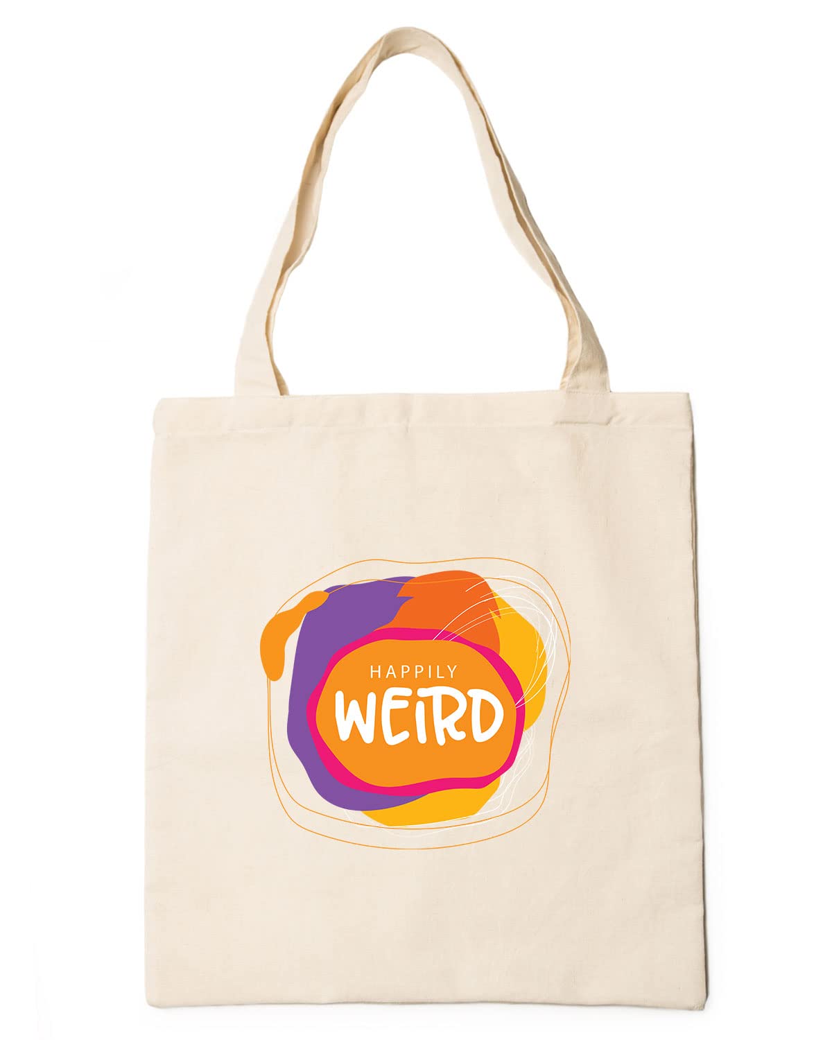 The Pink Magnet Happily Weird Tote Bag - Canvas Tote Bag for Women | Printed Multipurpose Cotton Bags | Cute Hand Bag for Girls | Best for College, Travel, Grocery | Reusable Shopping Bag | Eco-Friendly Tote Bag