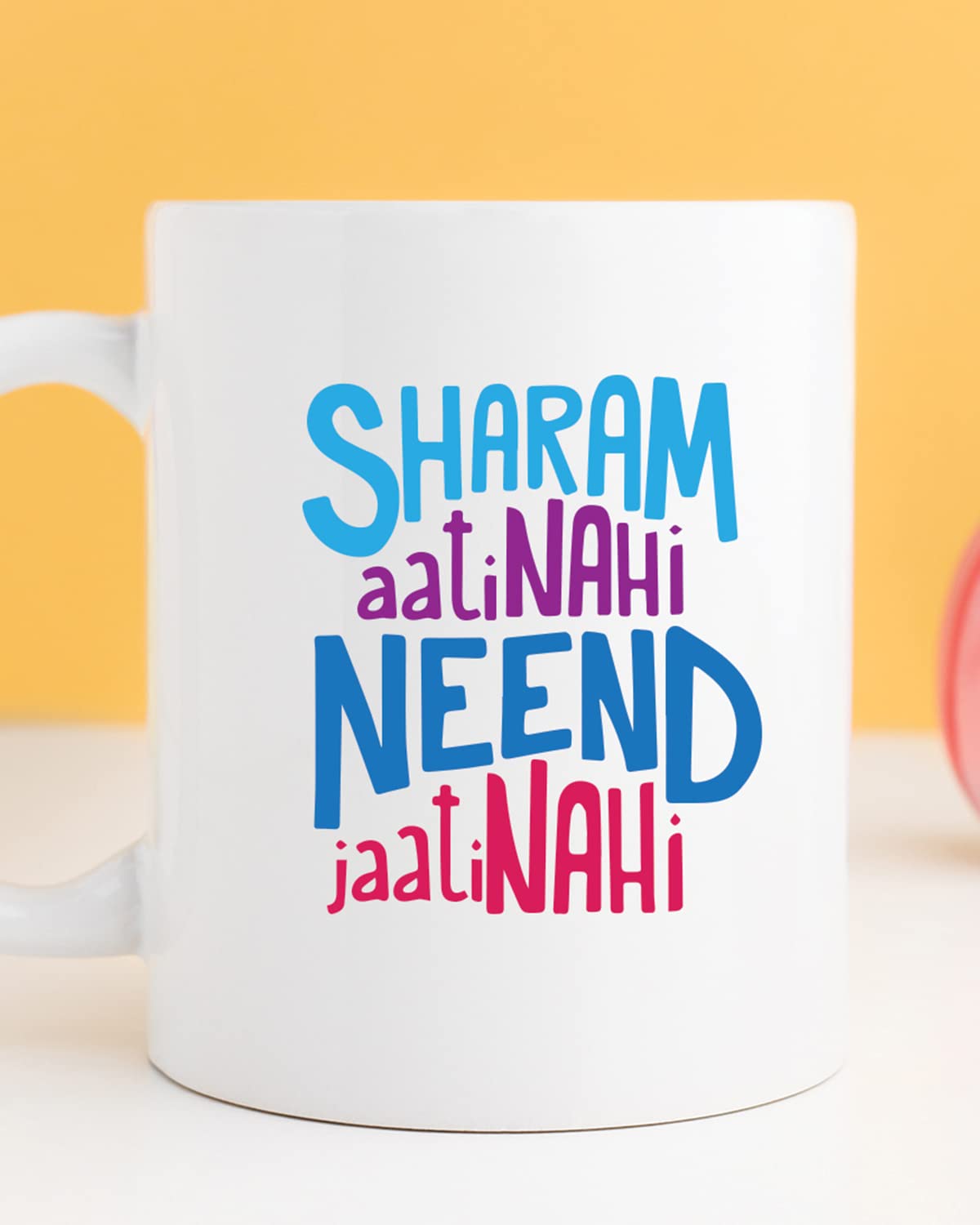 SHARAM AATI NAHI NEEND JAATI NAHI Coffee Mug - Gift for Friend, Birthday Gift, Birthday Mug, Motivational Quotes Mug, Mugs with Funny & Funky Dialogues, Bollywood Mugs, Funny Mugs for Him & Her