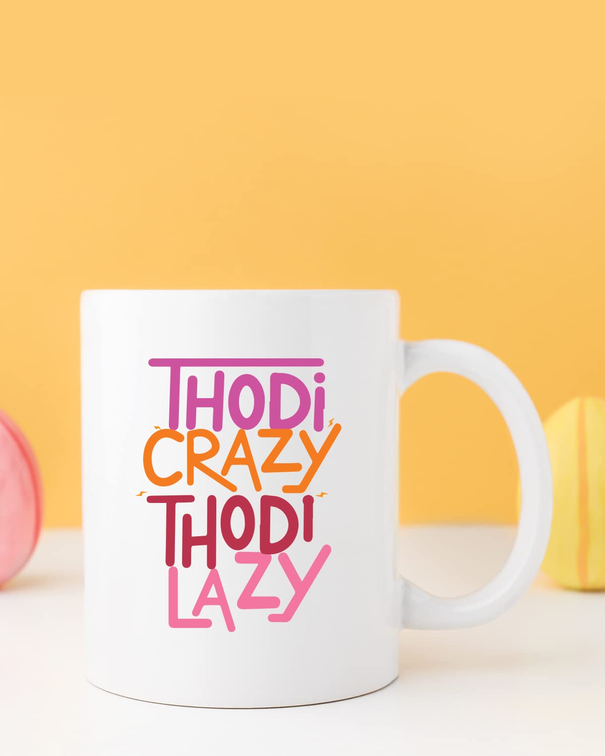 THODI Crazy THODI Lazy Coffee Mug - Gift for Friend, Birthday Gift, Birthday Mug, Motivational Quotes Mug, Mugs with Funny & Funky Dialogues, Bollywood Mugs, Funny Mugs for Him & Her