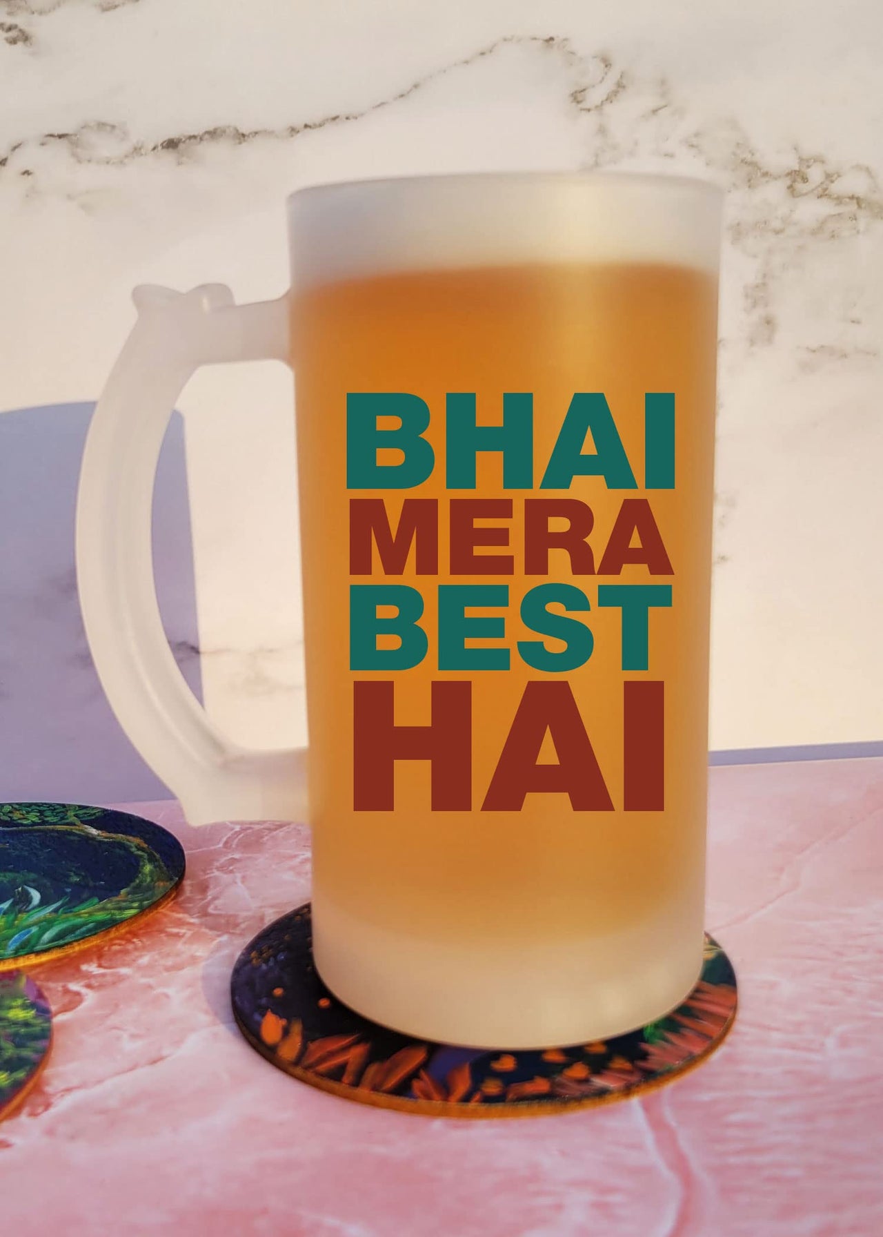 the pink magnet Bhai Mera Mast Hai - Frosted Beer Mug