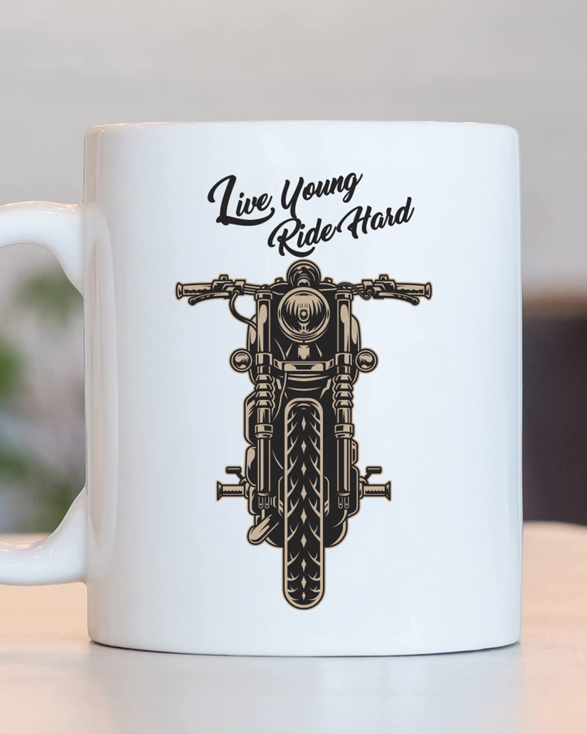 LIVE YOUNG, RIDE HARD Coffee Mug - Unique Gifts For Bikers, Motorcycle & Biker Mugs, Gifts For Motorcycle Lovers, Bike Quotes Mug for Husband Boyfriend Birthday, Valentine Mugs for Him