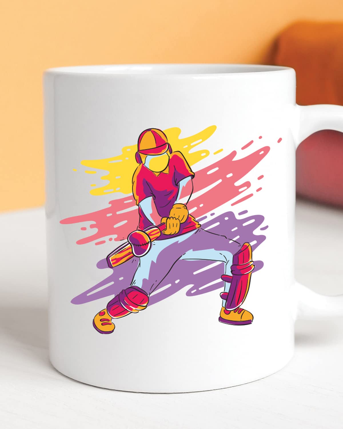 Cricketer Illustration Coffee Mug - Unique Gifts for Cricket Lovers, Cricket Mugs, Gifts for Cricket Fans, Cricket Coffee Mug for Husband Boyfriend Birthday, Valentine's Day Gift