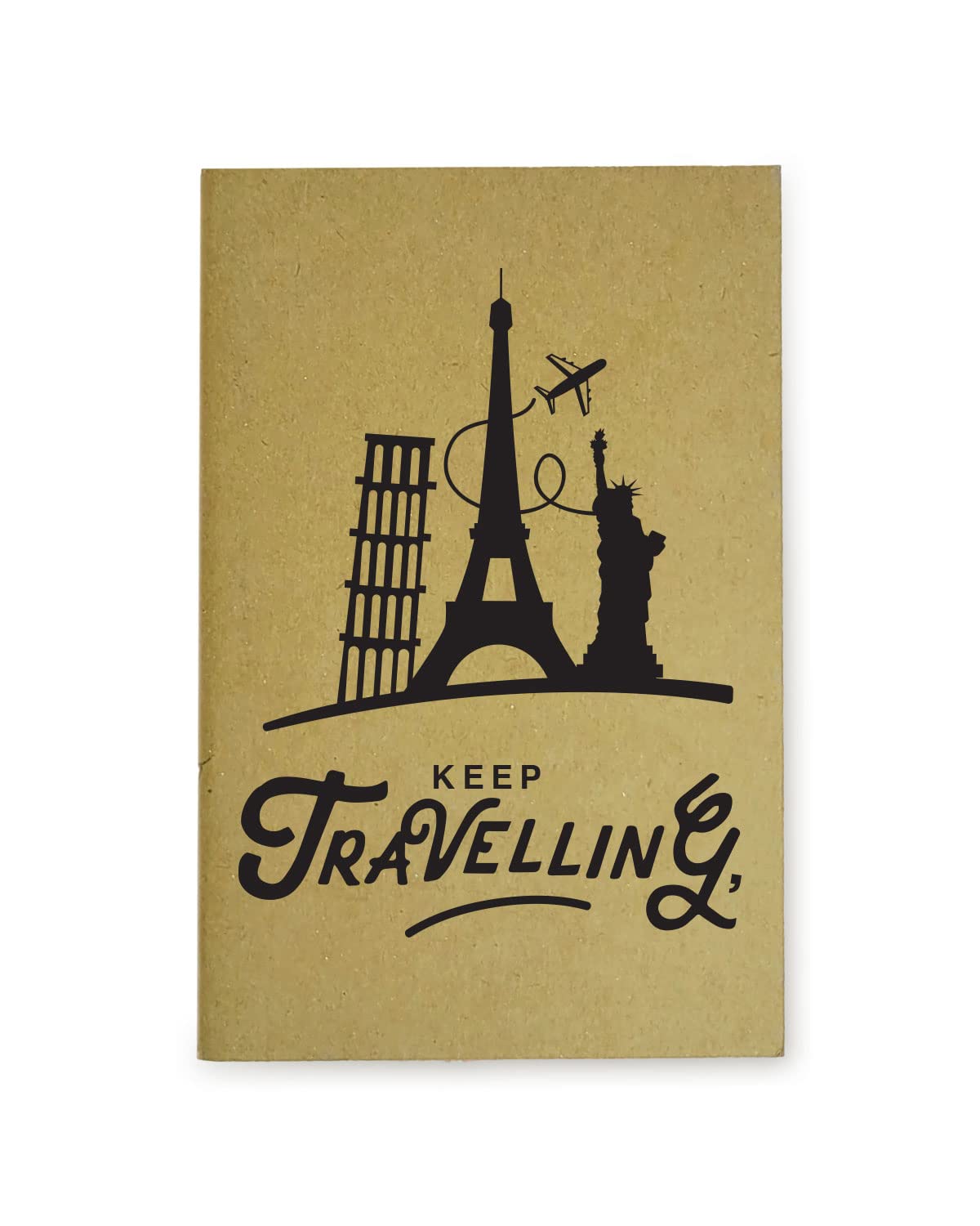 Keep Travelling - Brown A5 Doodle Notebook - Kraft Cover Notebook - A5 - 300 GSM Kraft Cover - Handmade - Unruled - 80 Pages - Natural Shade Pages 120 GSM - Funny Quotes & Quirky, Funky designs