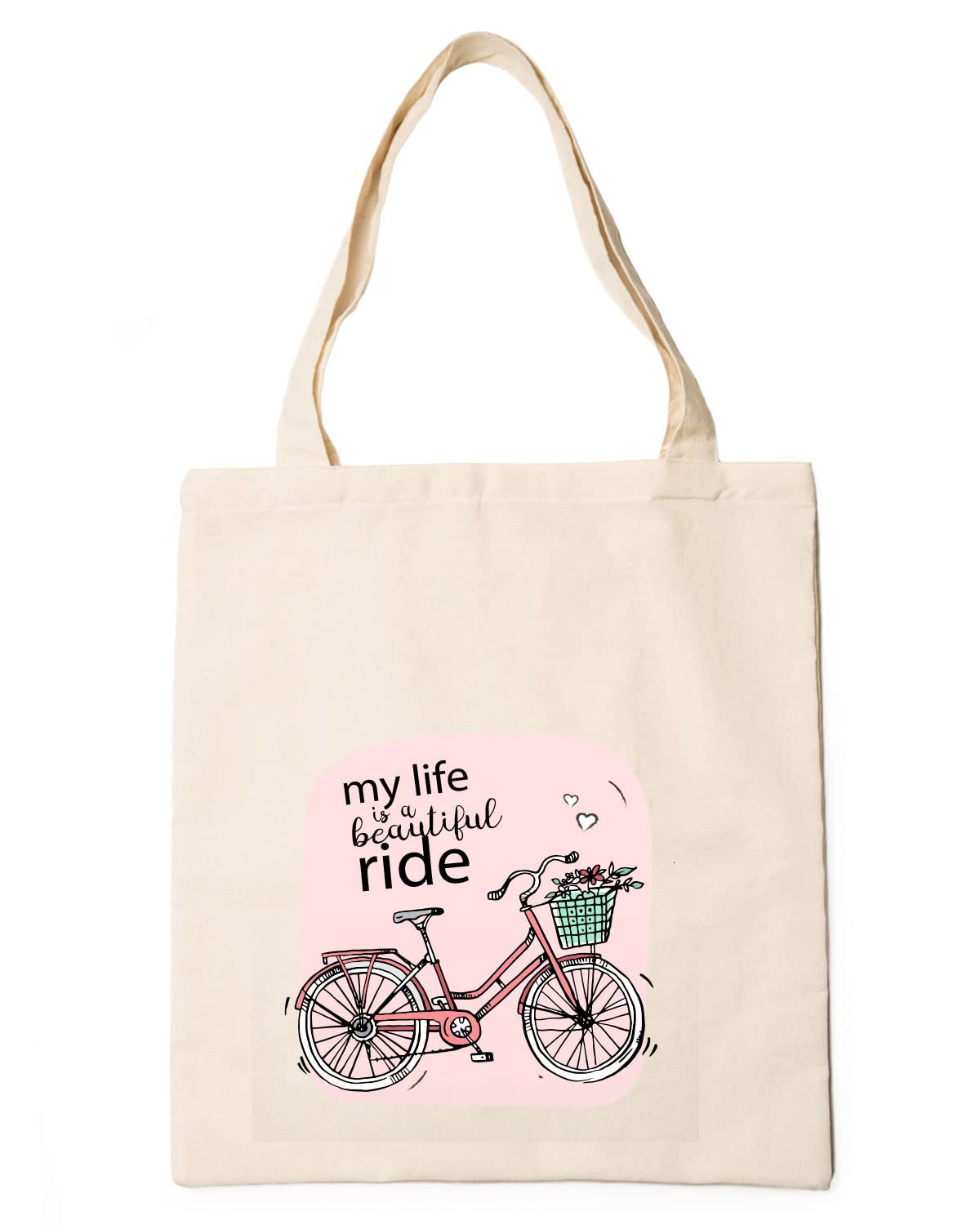 The Pink Magnet Life Is A Beautiful Ride Tote Bag - Canvas Tote Bag for Women | Printed Multipurpose Cotton Bags | Cute Hand Bag for Girls | Best for College, Travel, Grocery | Reusable Shopping Bag | Eco-Friendly Tote Bag