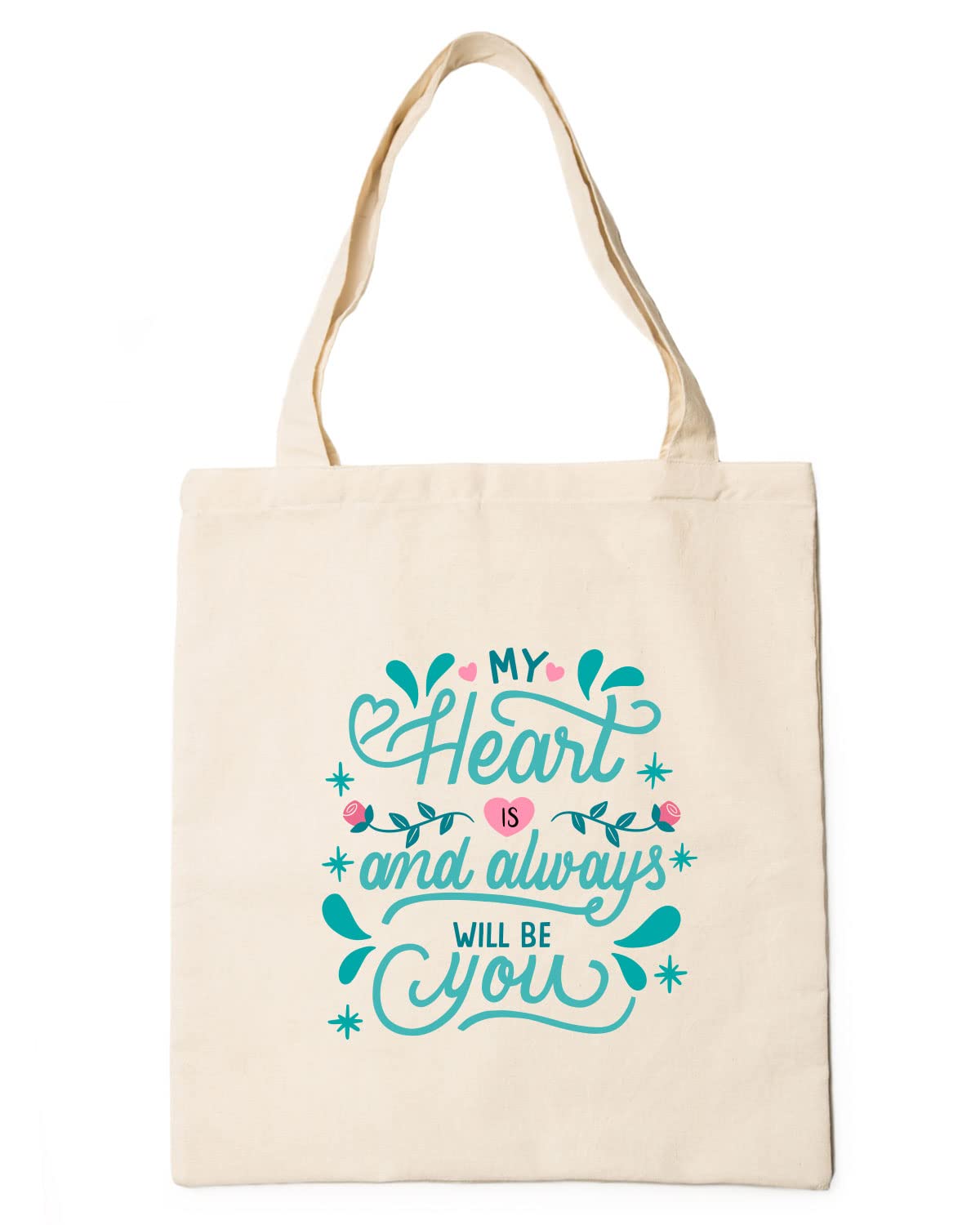 The Pink Magnet My Heart Is You Tote Bag - Canvas Tote Bag for Women | Printed Multipurpose Cotton Bags | Cute Hand Bag for Girls | Best for College, Travel, Grocery | Reusable Shopping Bag | Eco-Friendly Tote Bag