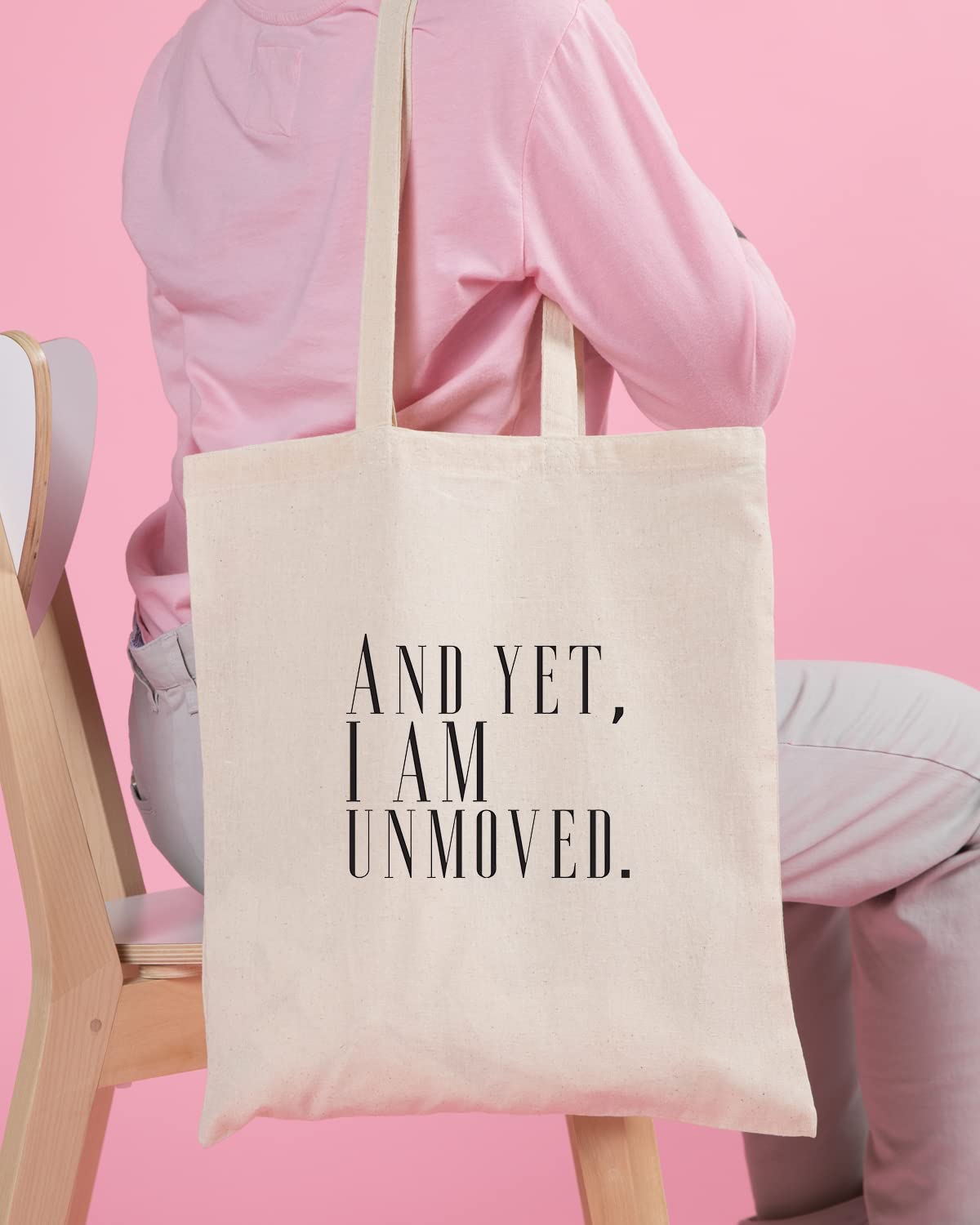 The Pink Magnet And Yet, I Am Unmoved Tote Bag - Canvas Tote Bag for Women | Printed Multipurpose Cotton Bags | Cute Hand Bag for Girls | Best for College, Travel, Grocery | Reusable Shopping Bag | Eco-Friendly Tote Bag