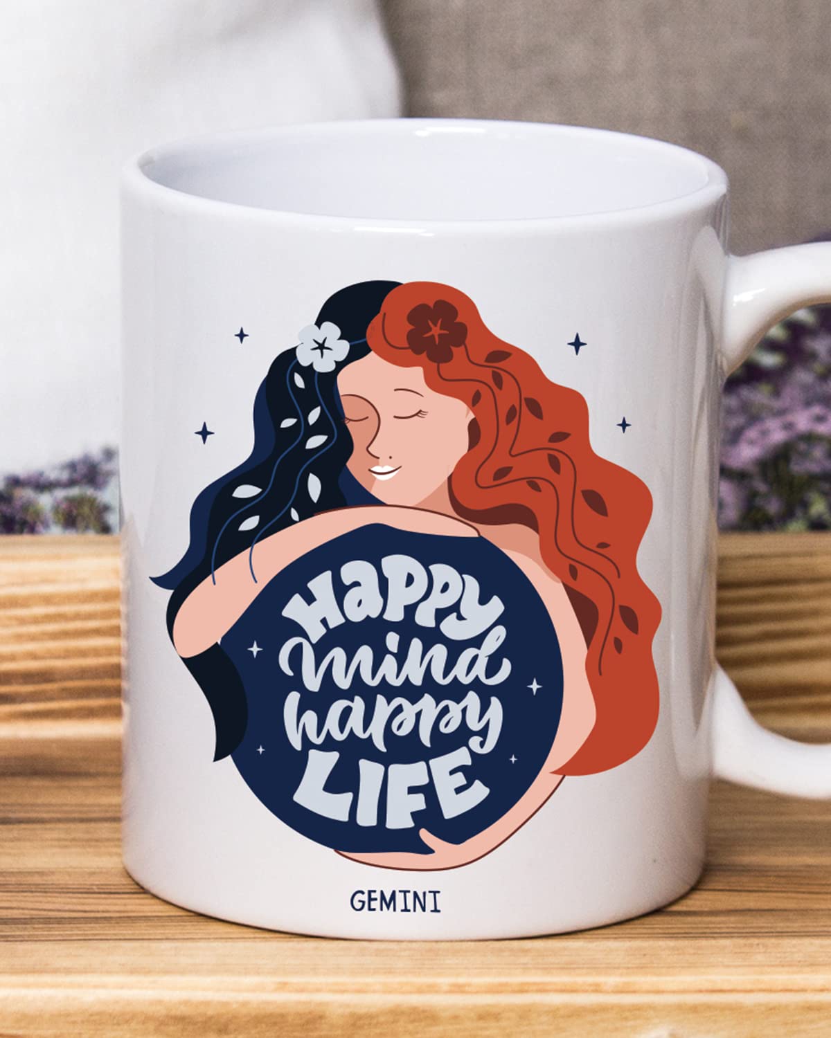 Gemini - Happy Mind Coffee Mug - Gift for Friend, Birthday Gift, Birthday Mug, Printed with Zodiac Sign, Zodiac Sign Mugs for Him & Her Ceramic Zodiac Mug, Custom Zodiac Signs