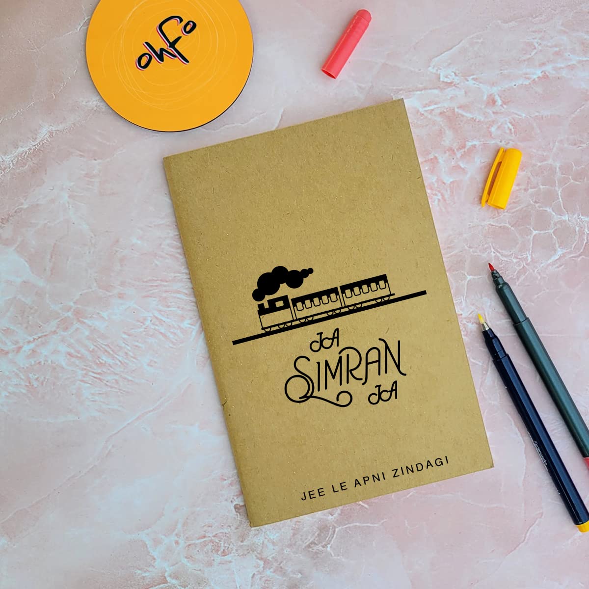 Ja Simran Ja - Brown A5 Doodle Notebook - Kraft Cover Notebook - A5 - 300 GSM Kraft Cover - Handmade - Unruled - 80 Pages - Natural Shade Pages 120 GSM - Funny Quotes & Quirky, Funky designs