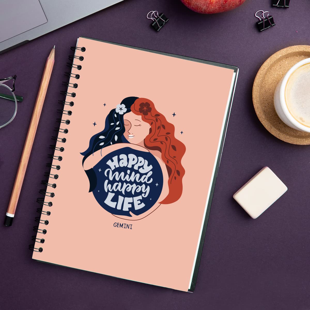Gemini - Happy Mind Happy Life Spiral Notebook