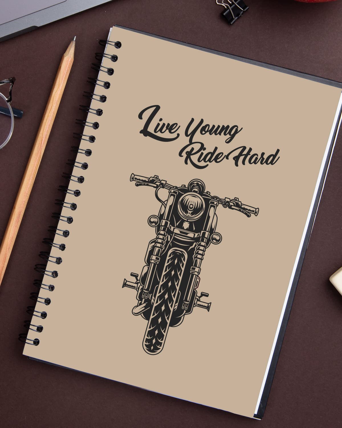 Live Young Spiral Notebook For Bikers