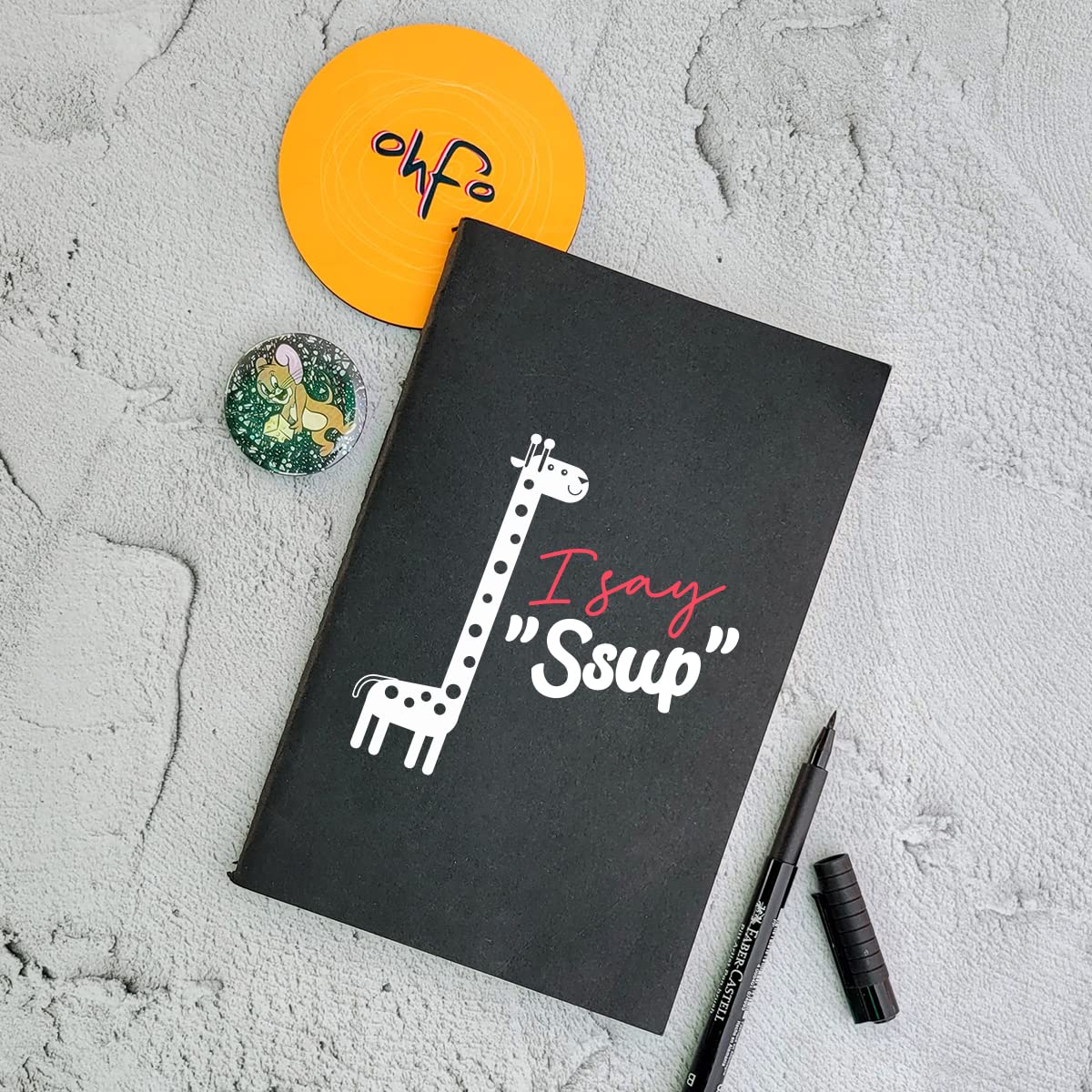 I Say Ssup - Black A5 Doodle Notebook - Kraft Cover Notebook - A5 - 300 GSM Kraft Cover - Handmade - Unruled - 80 Pages - Natural Shade Pages 120 GSM - Funny Quotes & Quirky, Funky designs