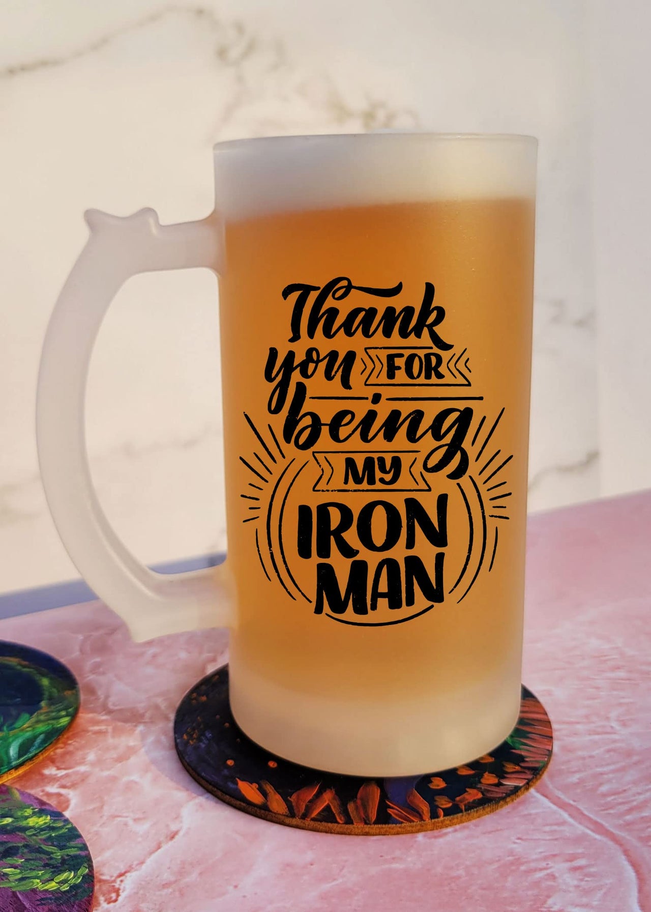 Thank You for Being My Iron Man - Frosted Beer Mug