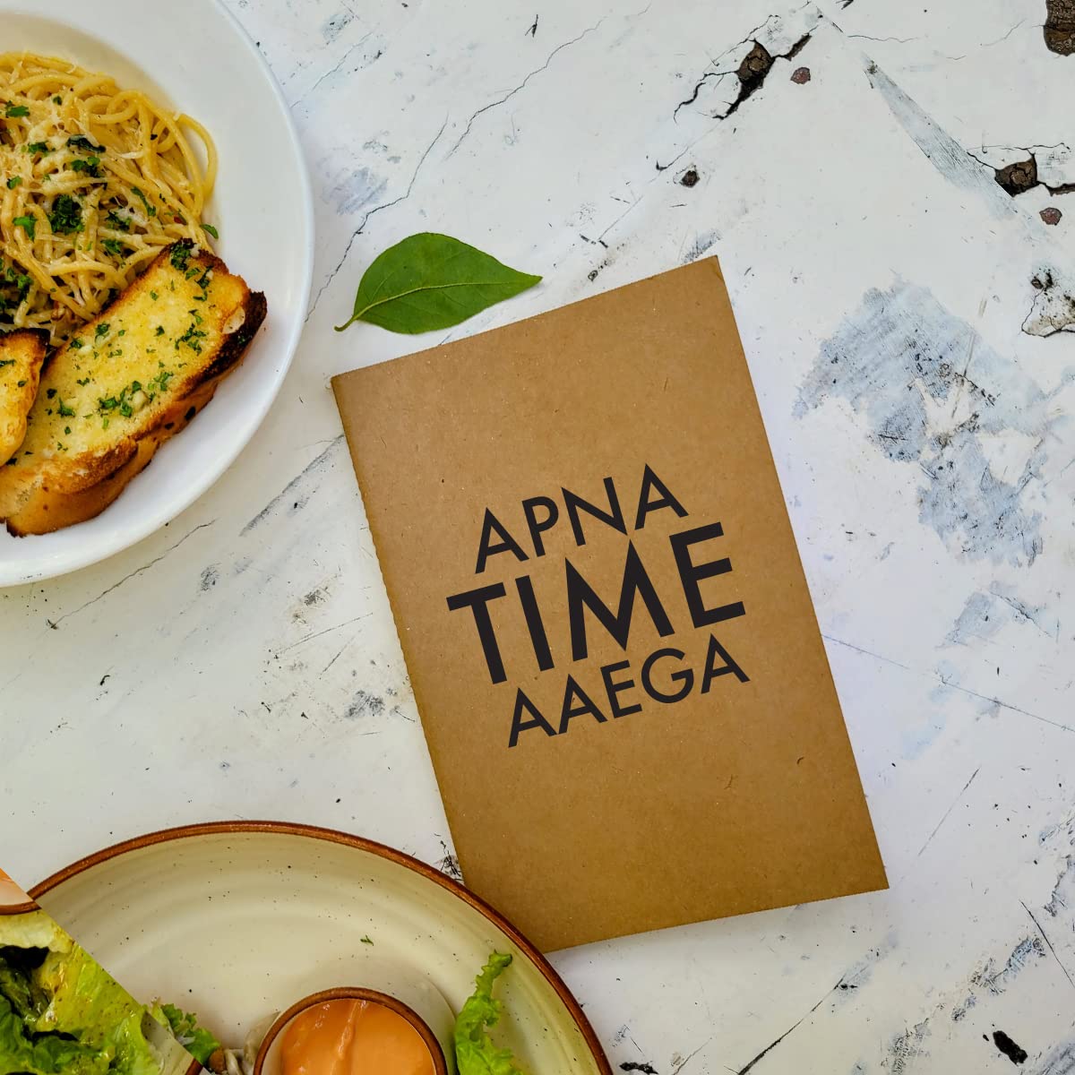 Apna Time Aaega - Brown A5 Doodle Notebook - Kraft Cover Notebook - A5 - 300 GSM Kraft Cover - Handmade - Unruled - 80 Pages - Natural Shade Pages 120 GSM - Funny Quotes & Quirky, Funky designs