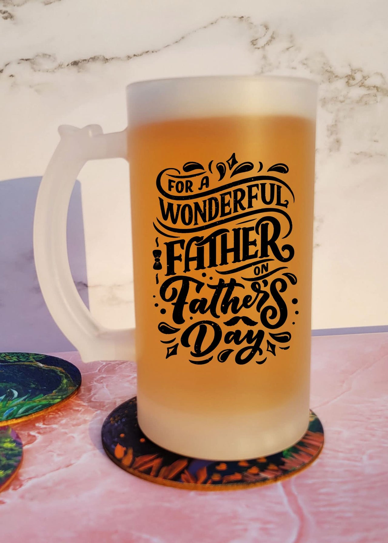 A Wonderful Father On Father's Day - Frosted Beer Mug