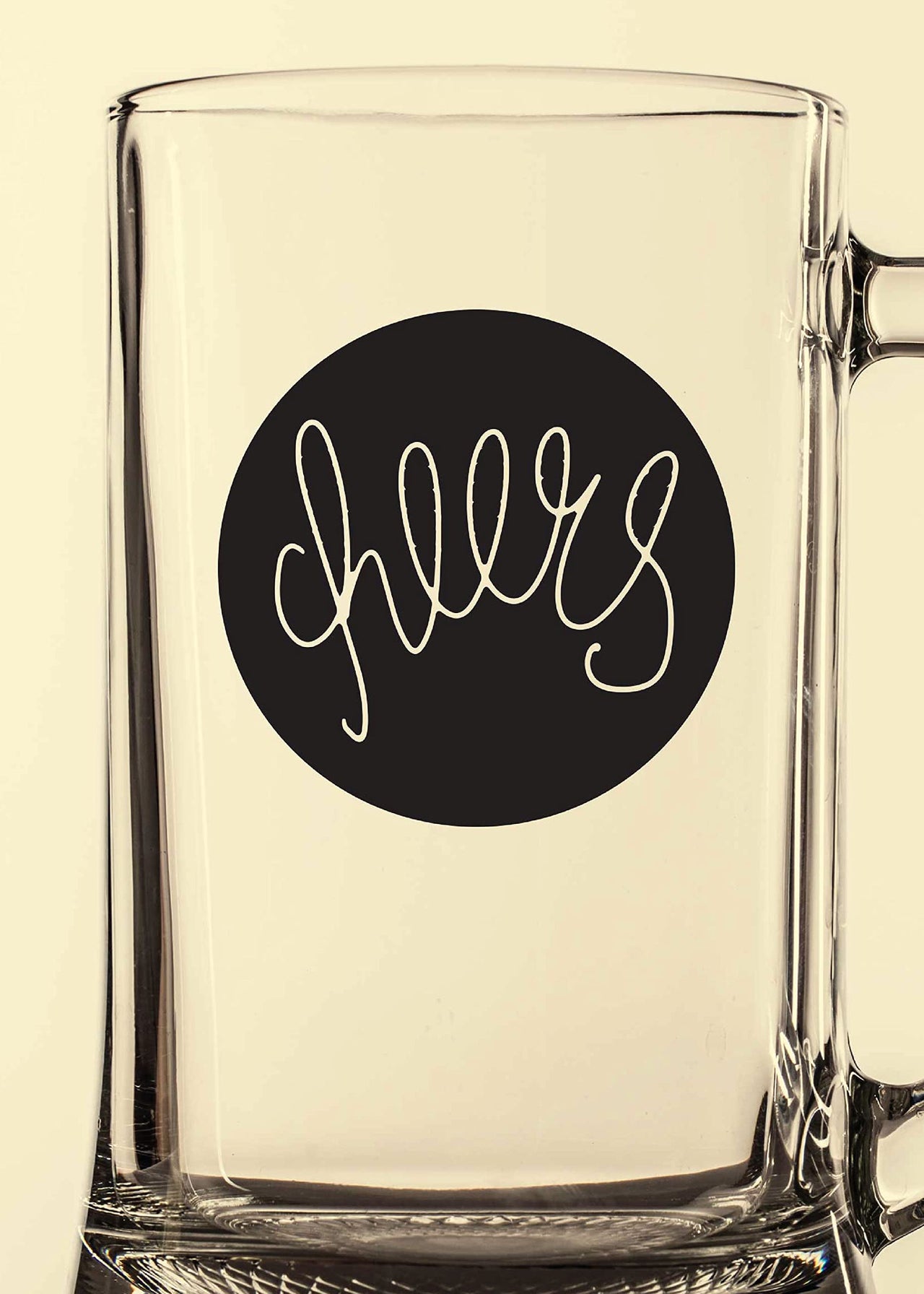 Cheers - Beer Mug - 1 Piece, Clear, 500 ml - Premium Transparent Glass Beer Mug -Printed Beer Mug with Handle Gift for Men
