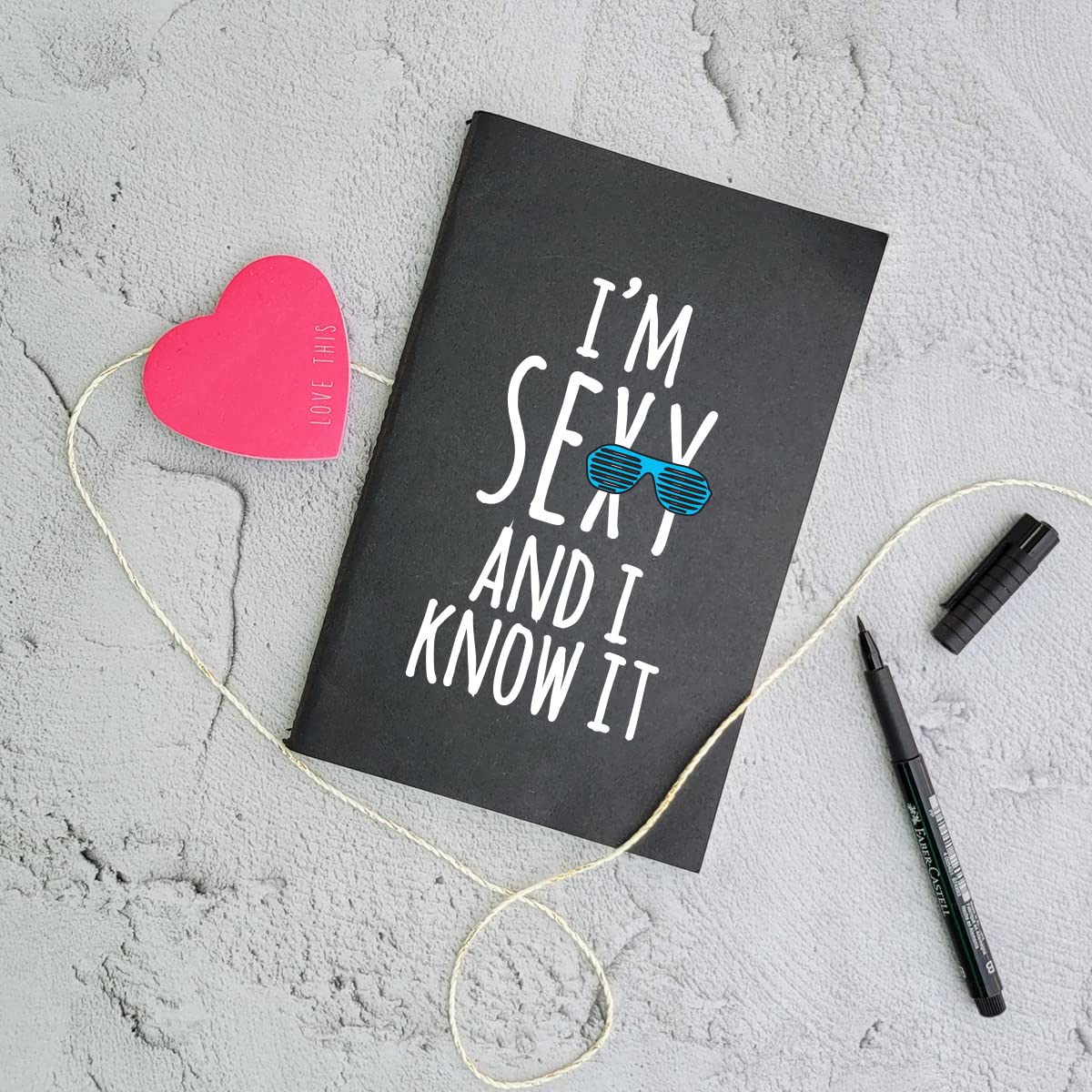 I'm Sexy - Black A5 Doodle Notebook - Kraft Cover Notebook - A5 - 300 GSM Kraft Cover - Handmade - Unruled - 80 Pages - Natural Shade Pages 120 GSM - Funny Quotes & Quirky, Funky designs