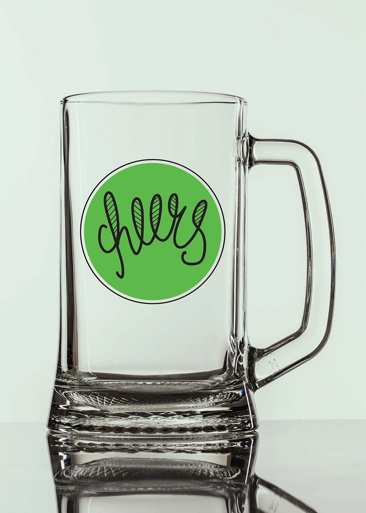 Cheers - Beer Mug - 1 Piece, Clear, 500 ml -Transparent Glass Beer Mug - Printed Beer Mug with Handle