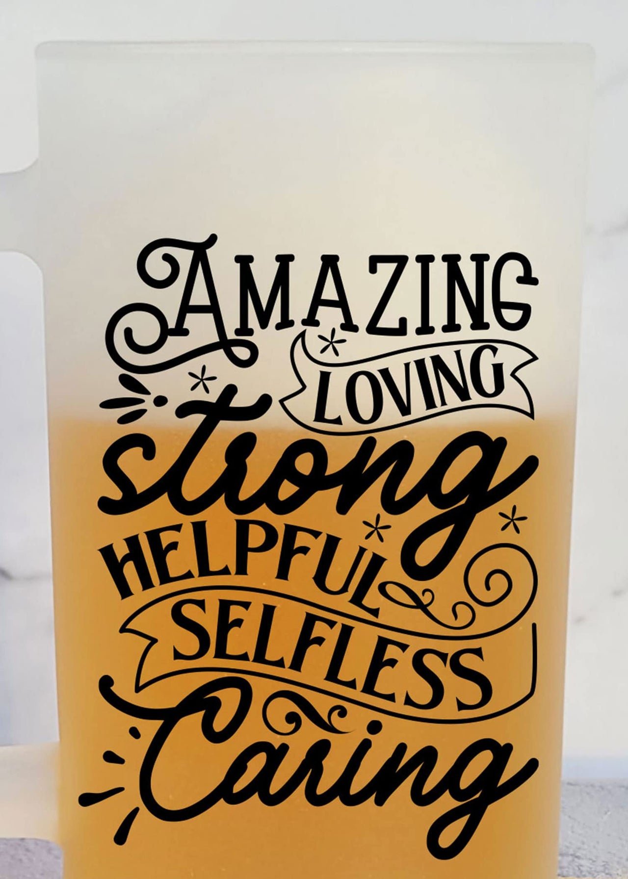 Amazing Loving Strong Helpful Selfless Caring - Frosted Beer Mug