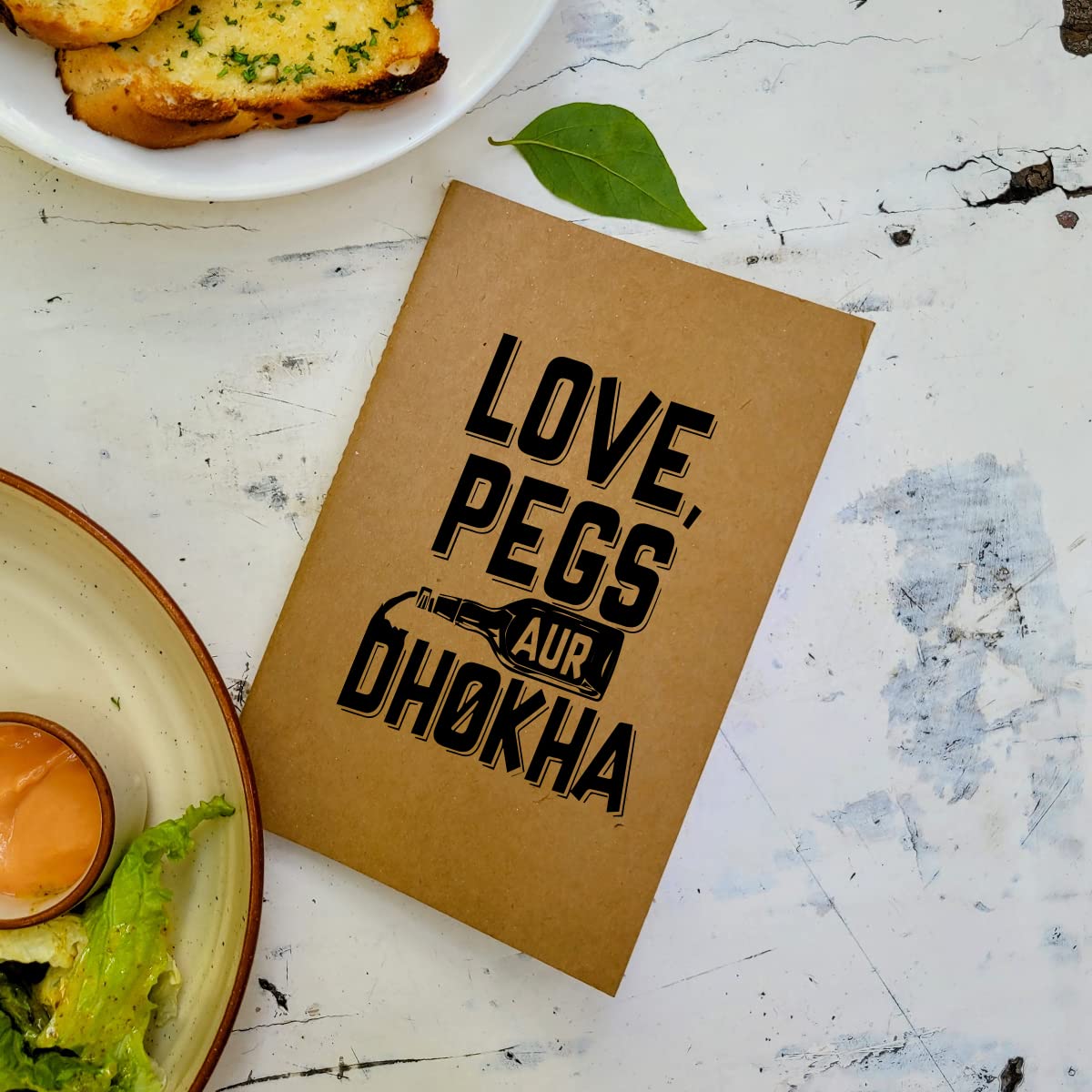 Love Pegs Aur Dhokha - Brown A5 Doodle Notebook - Kraft Cover Notebook - A5 - 300 GSM Kraft Cover - Handmade - Unruled - 80 Pages - Natural Shade Pages 120 GSM - Funny Quotes & Quirky, Funky designs