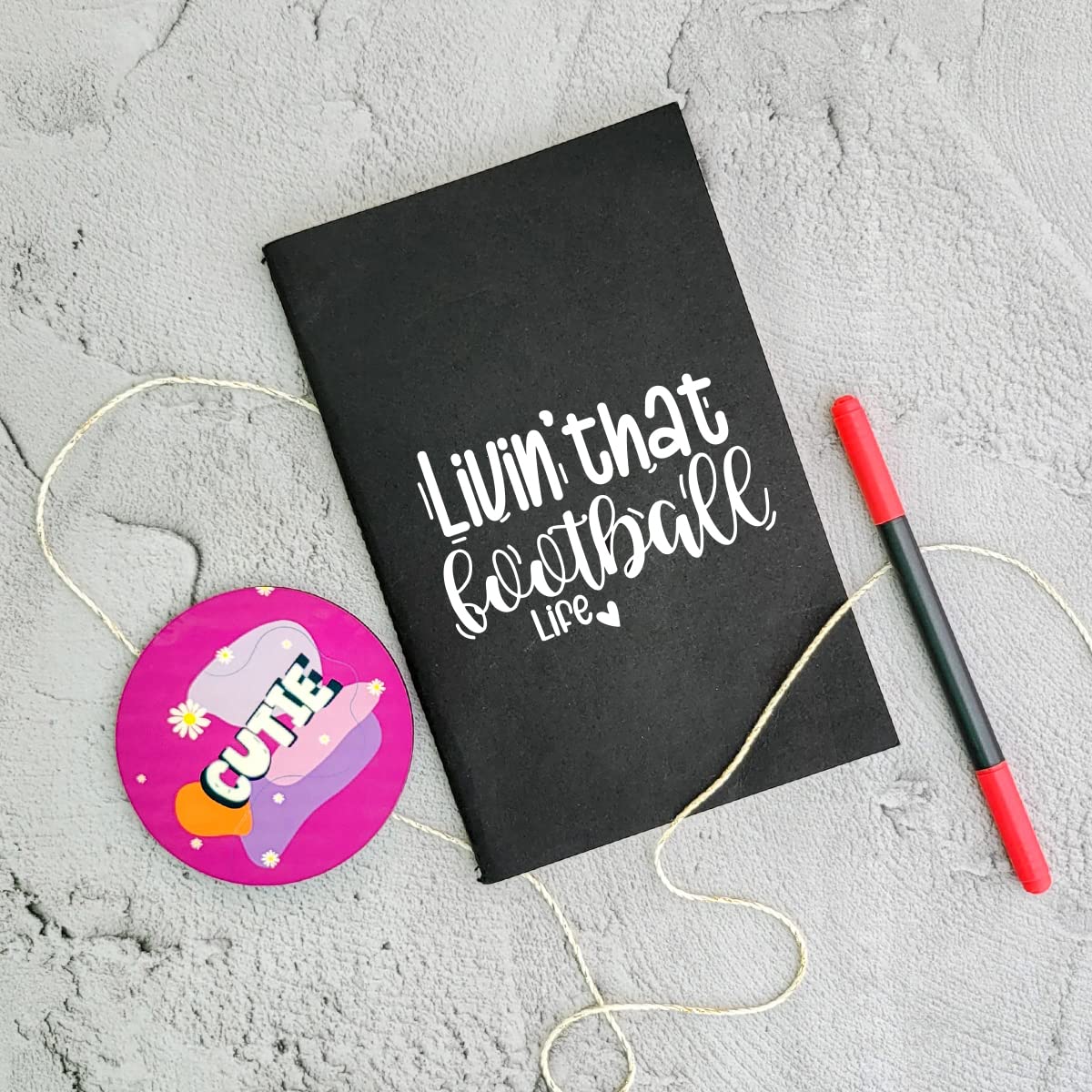 Living That Football Life - Black A5 Doodle Notebook - Kraft Cover Notebook - A5 - 300 GSM Kraft Cover - Handmade - Unruled - 80 Pages - Natural Shade Pages 120 GSM - Funny Quotes & Quirky, Funky designs