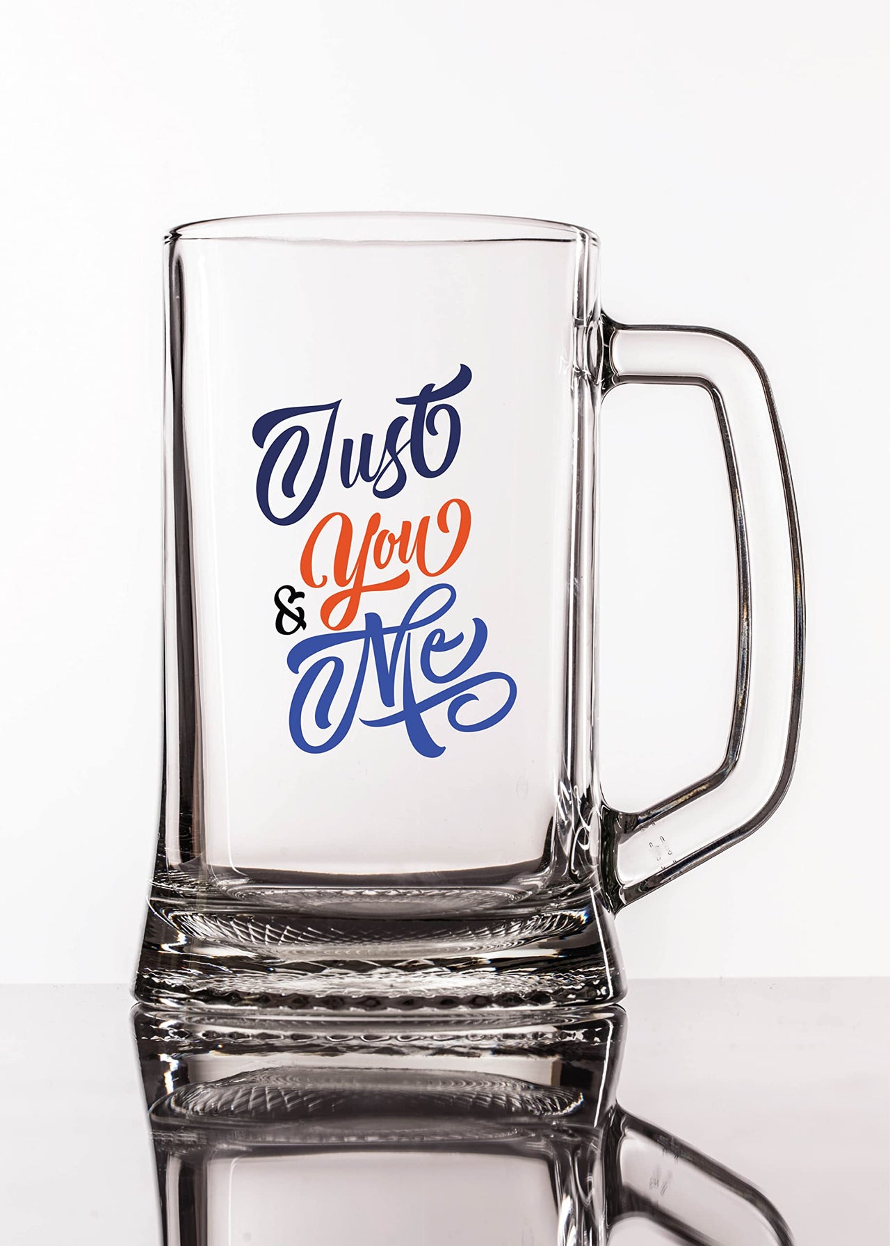 Just You & Me,Beer Mug 1 Piece Clear, 500 ml - Transparent Glass Beer Mug