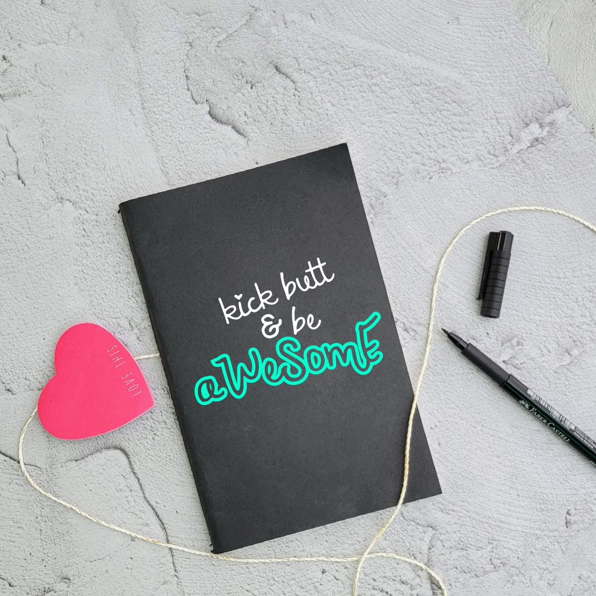 Be Awesome - Black A5 Doodle Notebook - Kraft Cover Notebook - A5 - 300 GSM Kraft Cover - Handmade - Unruled - 80 Pages - Natural Shade Pages 120 GSM - Funny Quotes & Quirky, Funky designs