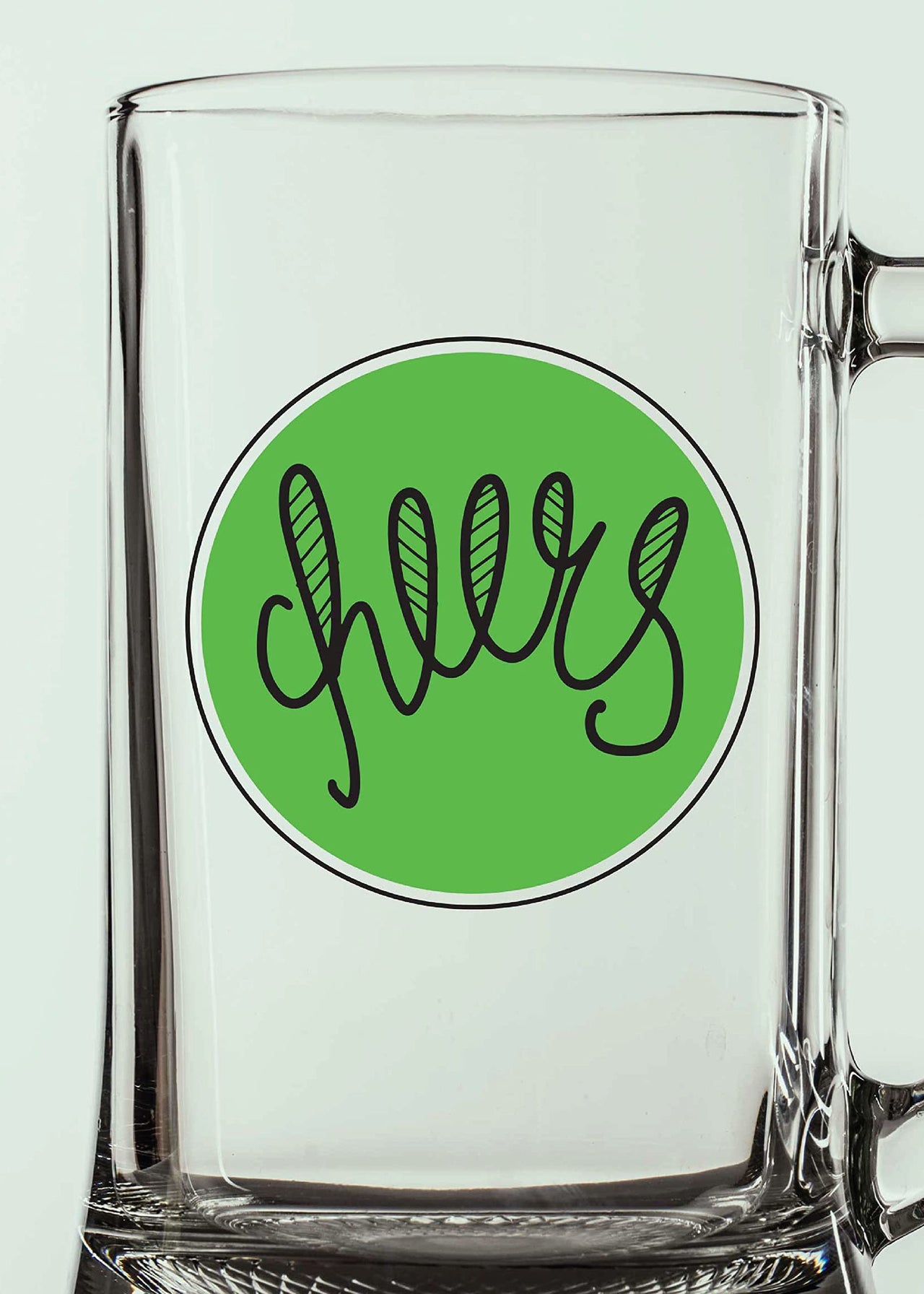 Cheers - Beer Mug - 1 Piece, Clear, 500 ml -Transparent Glass Beer Mug - Printed Beer Mug with Handle