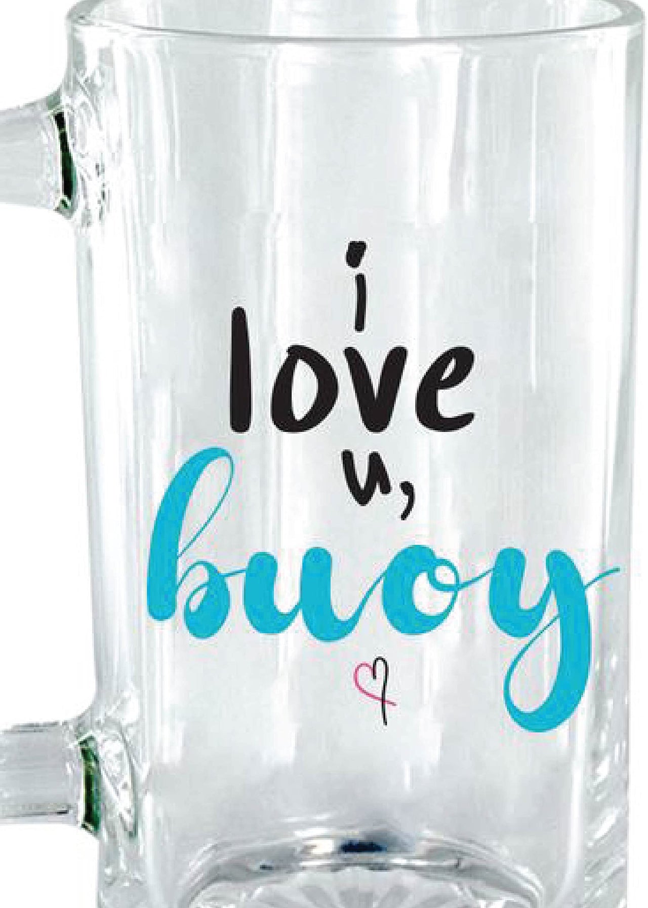 I Love You 1 Piece, Clear, 500 ml -Transparent Glass Beer Mug