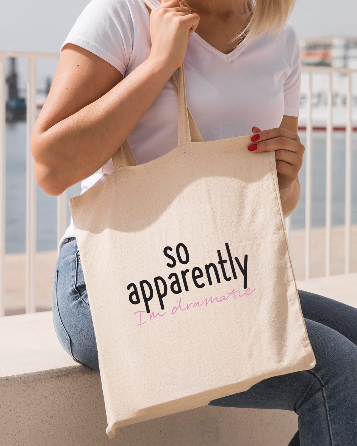 The Pink Magnet I'm Dramatic Tote Bag - Canvas Tote Bag for Women | Printed Multipurpose Cotton Bags | Cute Hand Bag for Girls | Best for College, Travel, Grocery | Reusable Shopping Bag | Eco-Friendly Tote Bag