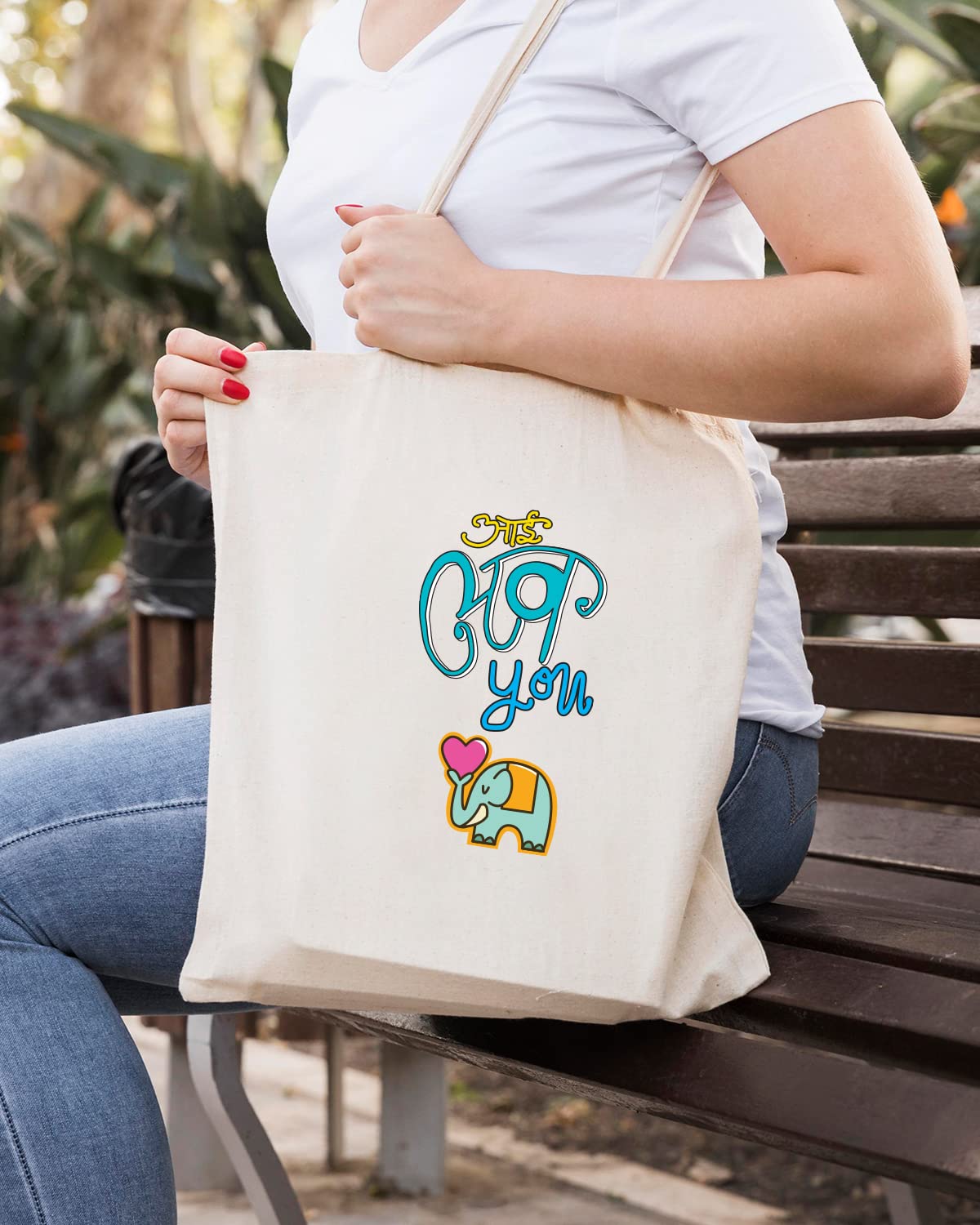 The Pink Magnet I Love You Tote Bag - Canvas Tote Bag for Women | Printed Multipurpose Cotton Bags | Cute Hand Bag for Girls | Best for College, Travel, Grocery | Reusable Shopping Bag | Eco-Friendly Tote Bag