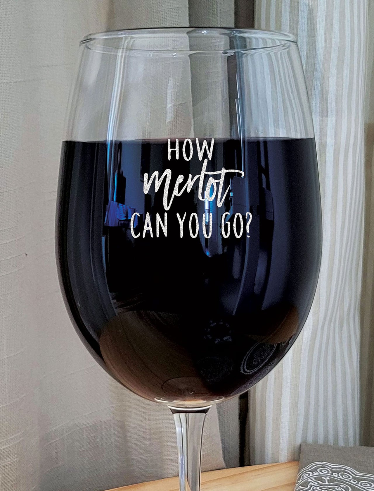 the pink magnet How Merlot Can You Go - Engraved Wine Glass