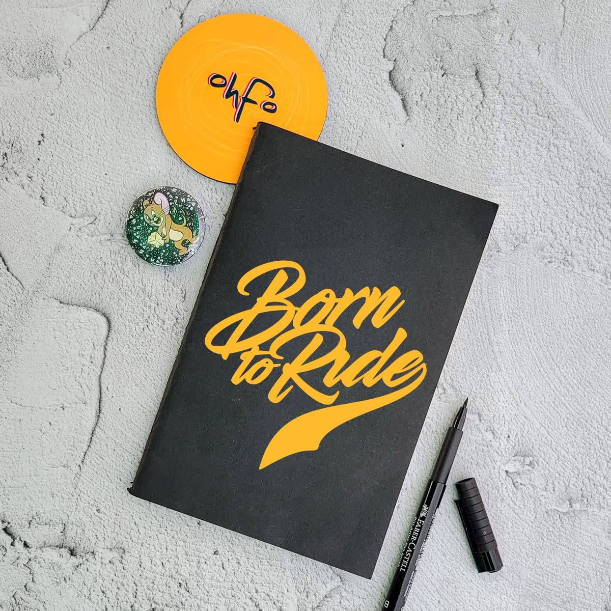 Born To Ride - Black A5 Doodle Notebook - Kraft Cover Notebook - A5 - 300 GSM Kraft Cover - Handmade - Unruled - 80 Pages - Natural Shade Pages 120 GSM - Funny Quotes & Quirky, Funky designs