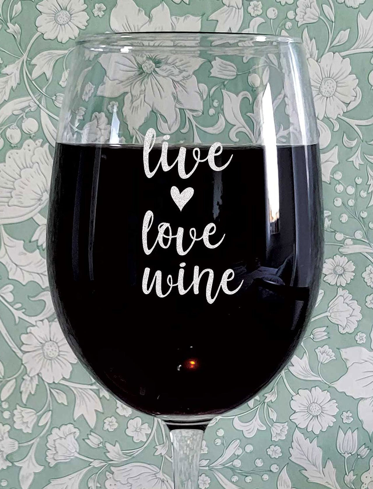 the pink magnet Live Love Wine - Engraved Wine Glass